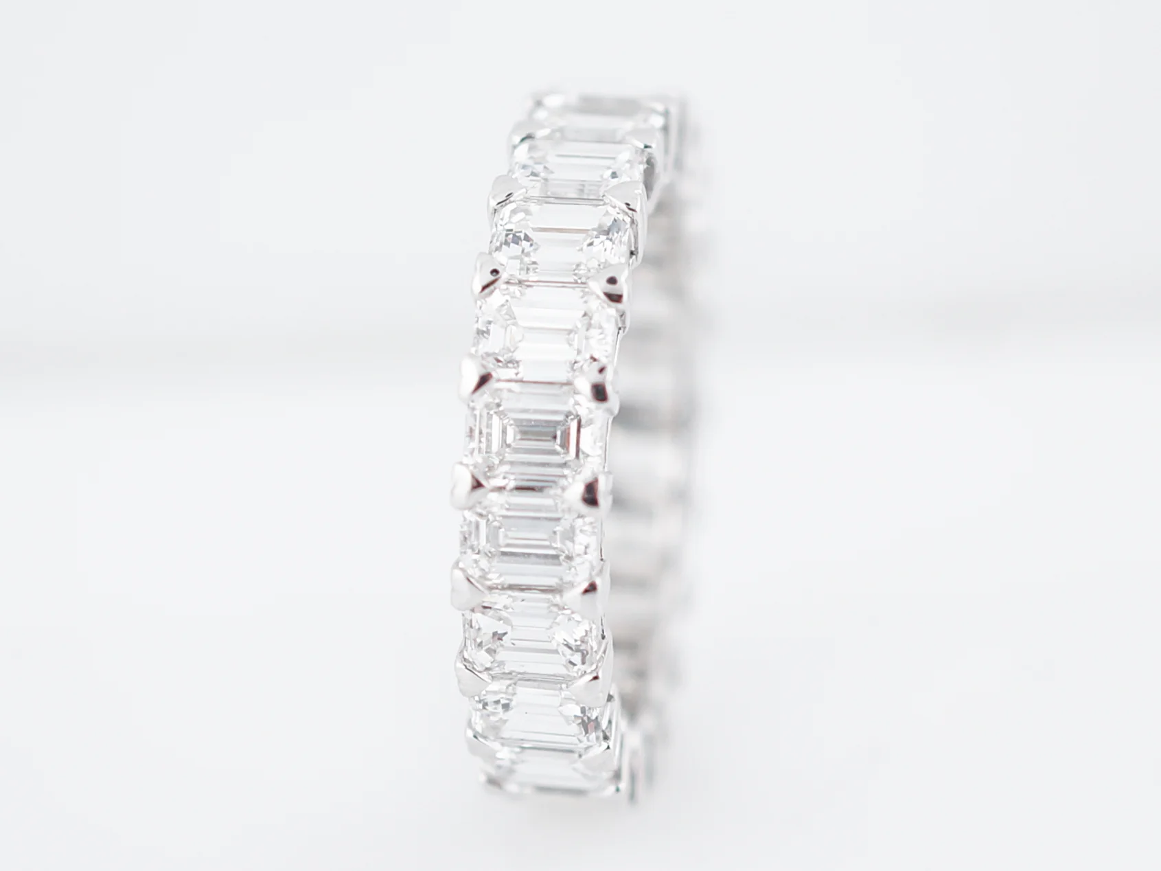 Eternity Wedding Band Modern 4.58 Emerald Cut Diamonds in Platinum - Image 2