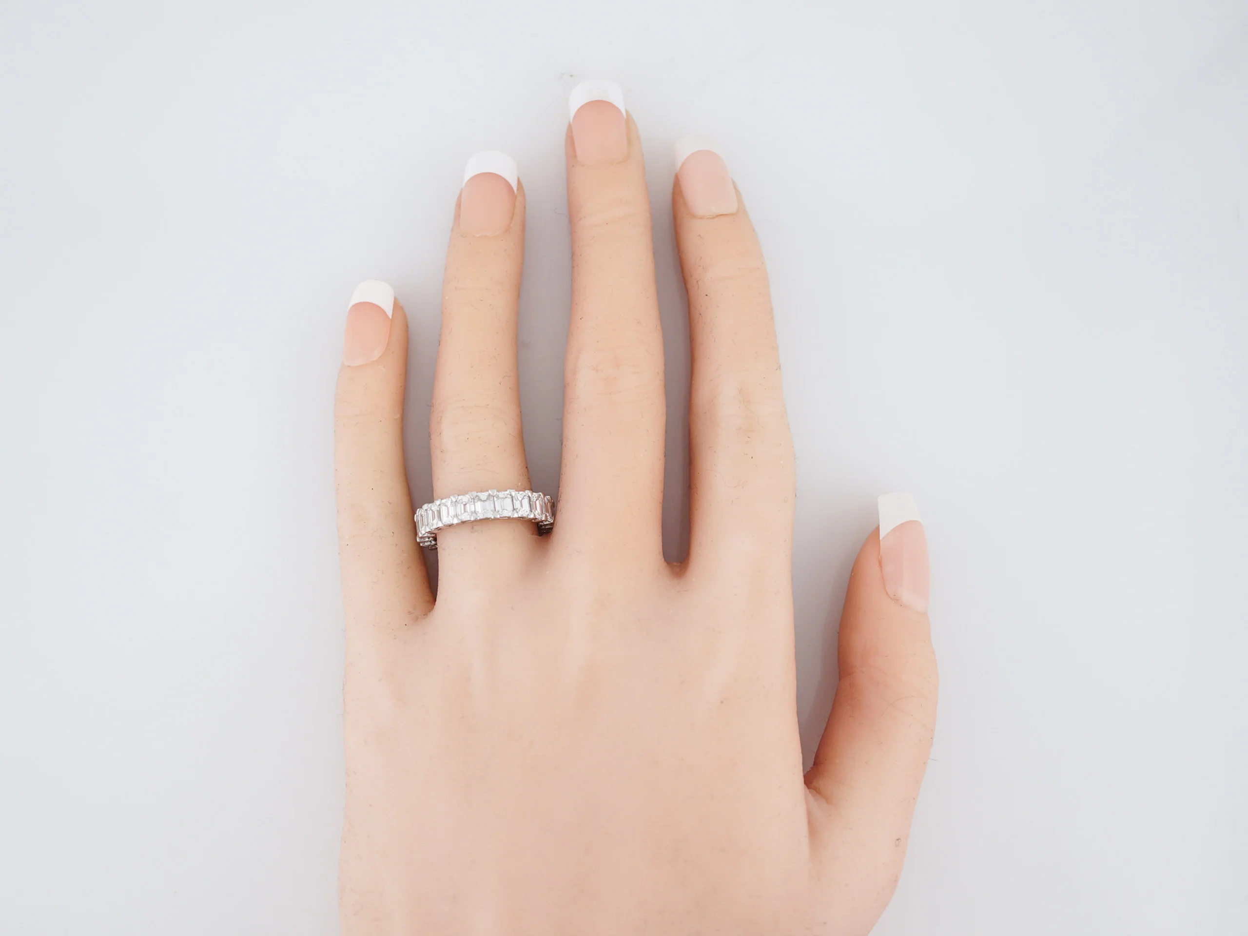 Eternity Wedding Band Modern 4.58 Emerald Cut Diamonds in Platinum - Image 3