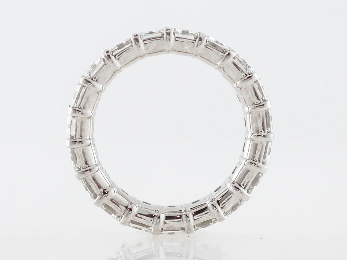 RTV- Eternity Wedding Band Modern 4.75 Emerald Cut Diamond in Platinum - Image 2