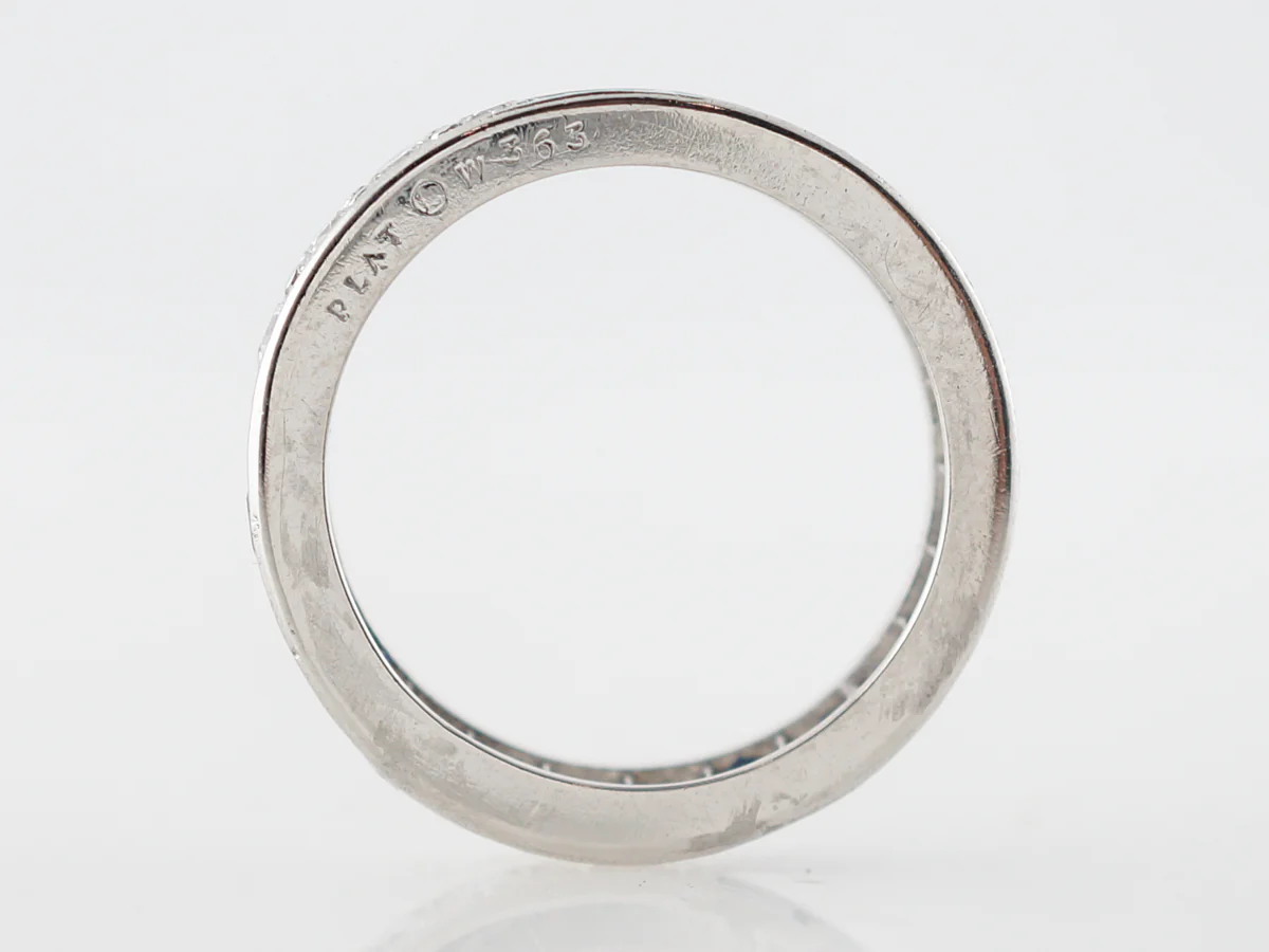 Eternity Wedding Band Modern .48 Round Brilliant Cut Diamonds & Sapphire in Platinum - Image 3
