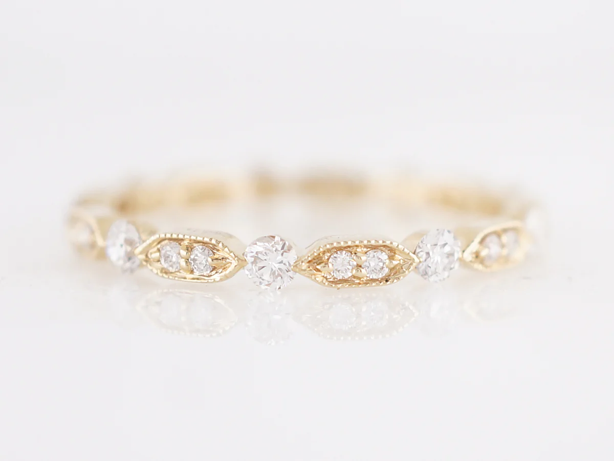 Eternity Wedding Band Modern .49 Round Brilliant Cut Diamonds in 14k Yellow Gold