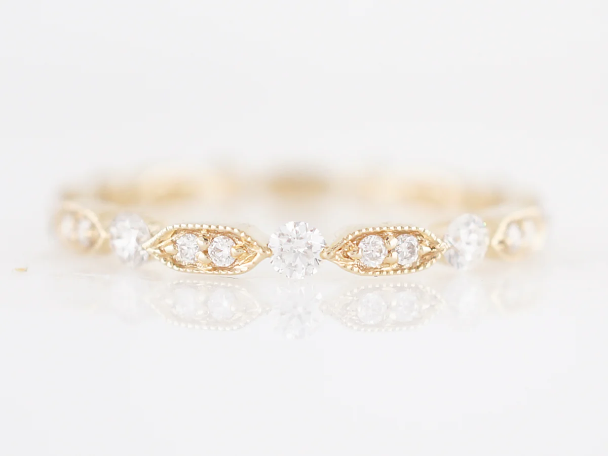 Eternity Wedding Band Modern .49 Round Brilliant Cut Diamonds in 14k Yellow Gold - Image 2