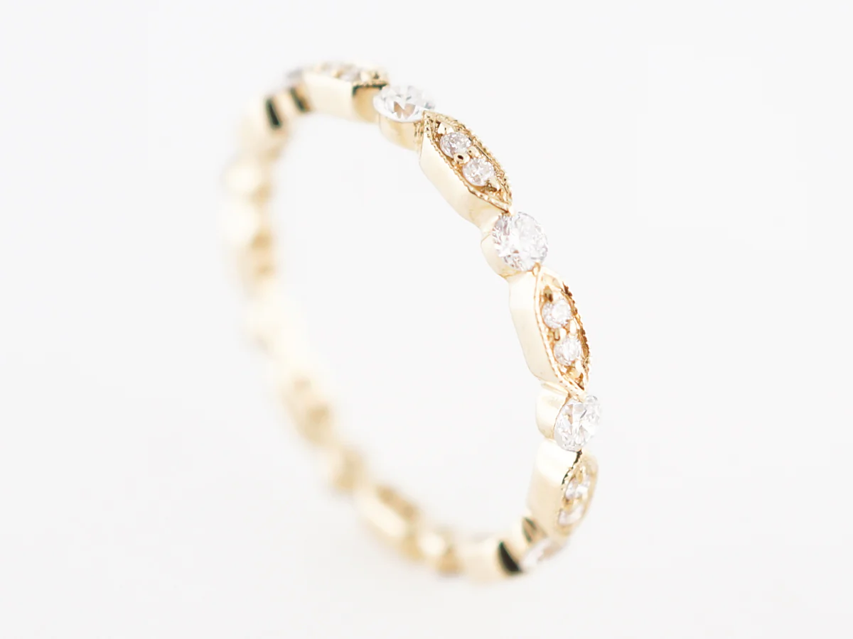 Eternity Wedding Band Modern .49 Round Brilliant Cut Diamonds in 14k Yellow Gold - Image 4