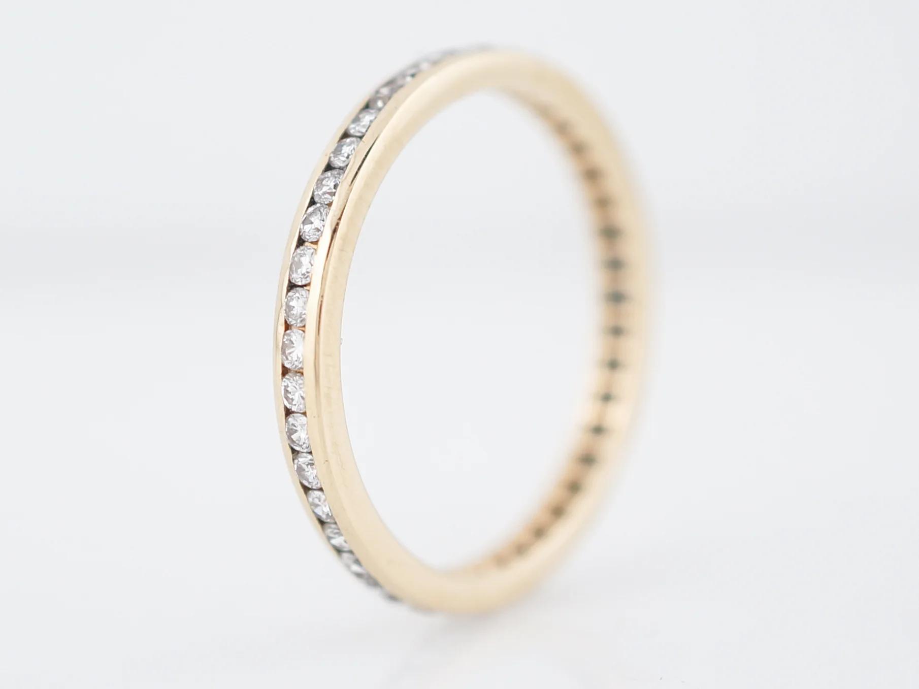 Eternity Wedding Band Modern .66 Round Brilliant Cut Diamonds in 14k Yellow Gold - Image 2