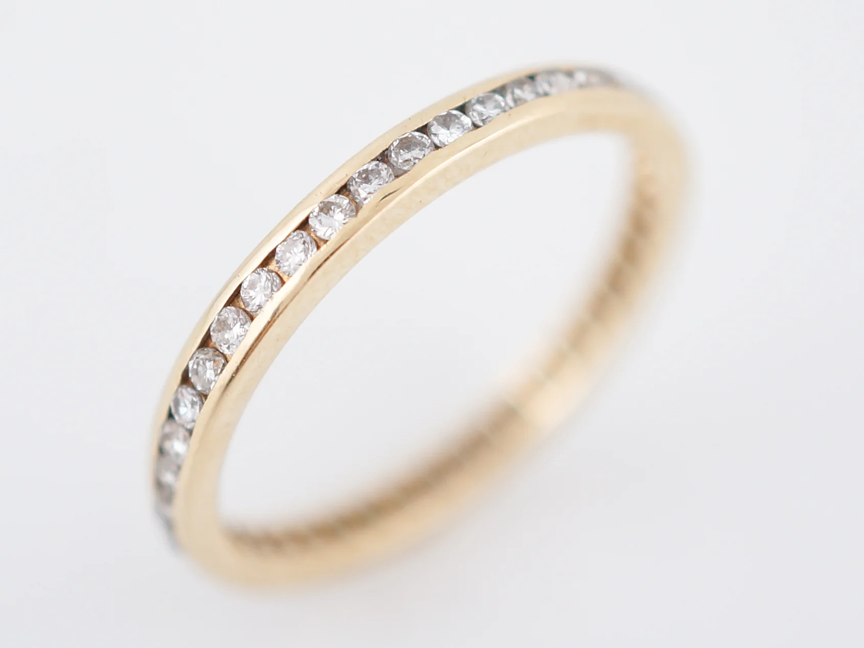 Eternity Wedding Band Modern .66 Round Brilliant Cut Diamonds in 14k Yellow Gold - Image 3