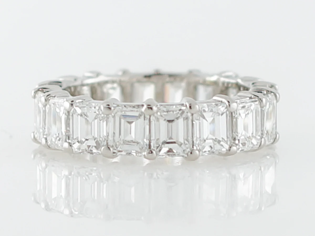 ***RTV*** Eternity Wedding Band Modern 7.38 Emerald Cut Diamonds in Platinum