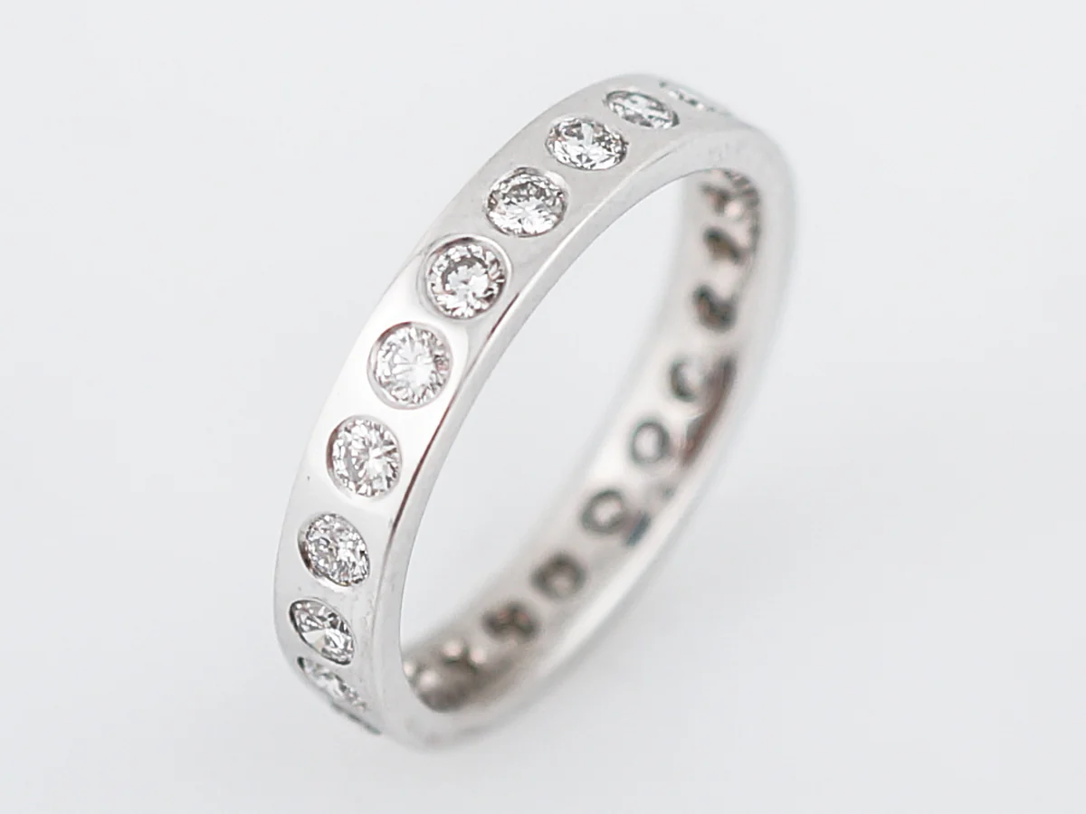 Eternity Wedding Band Modern .88 Round Brilliant Cut Diamonds in 18k White Gold - Image 3