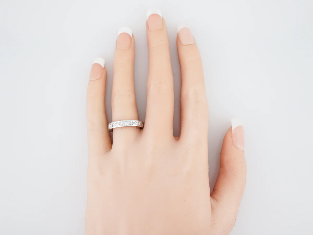Eternity Wedding Band Modern .88 Round Brilliant Cut Diamonds in 18k White Gold - Image 4