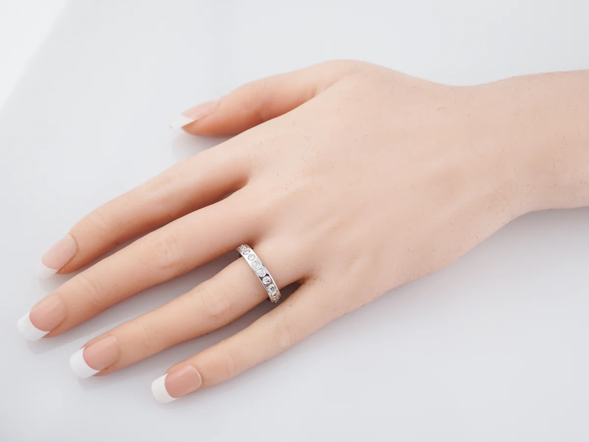 Eternity Wedding Band Modern .88 Round Brilliant Cut Diamonds in 18k White Gold - Image 5