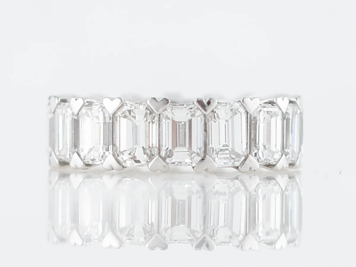 **RTV 1/10/19**Eternity Wedding Band Modern 9.47 Emerald Cut Diamonds in Platinum