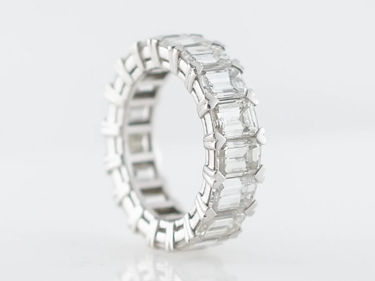 **RTV 1/10/19**Eternity Wedding Band Modern 9.47 Emerald Cut Diamonds in Platinum - Image 3