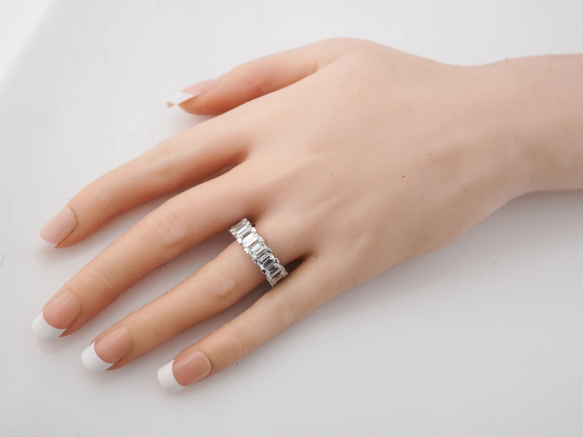 **RTV 1/10/19**Eternity Wedding Band Modern 9.47 Emerald Cut Diamonds in Platinum - Image 5