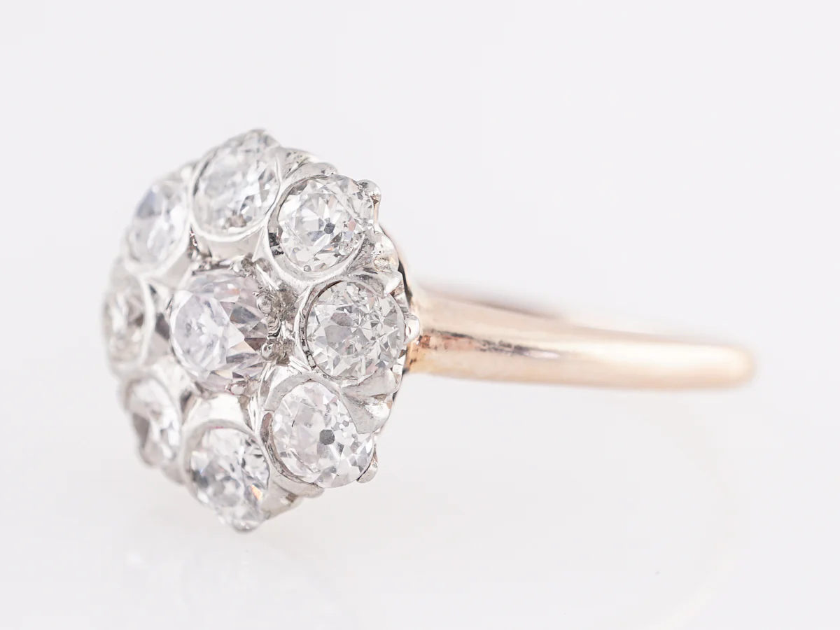 European Diamond Cluster Engagement Ring in 14K Yellow Gold - Image 2