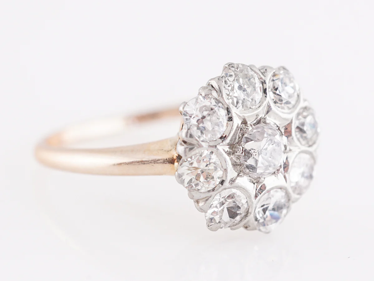 European Diamond Cluster Engagement Ring in 14K Yellow Gold - Image 3