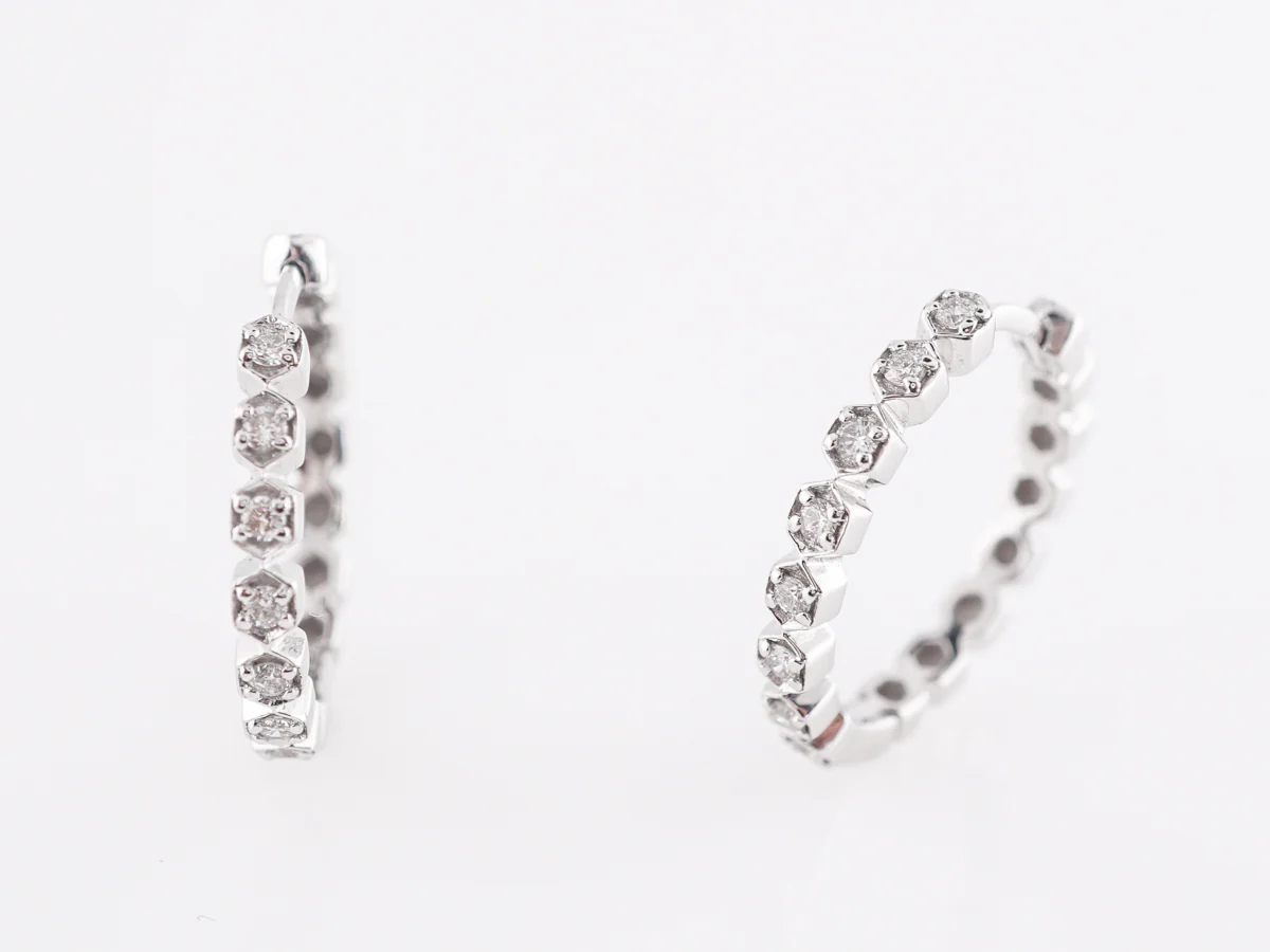 Everyday Diamond Hoop Earrings in 14k White Gold - Image 5