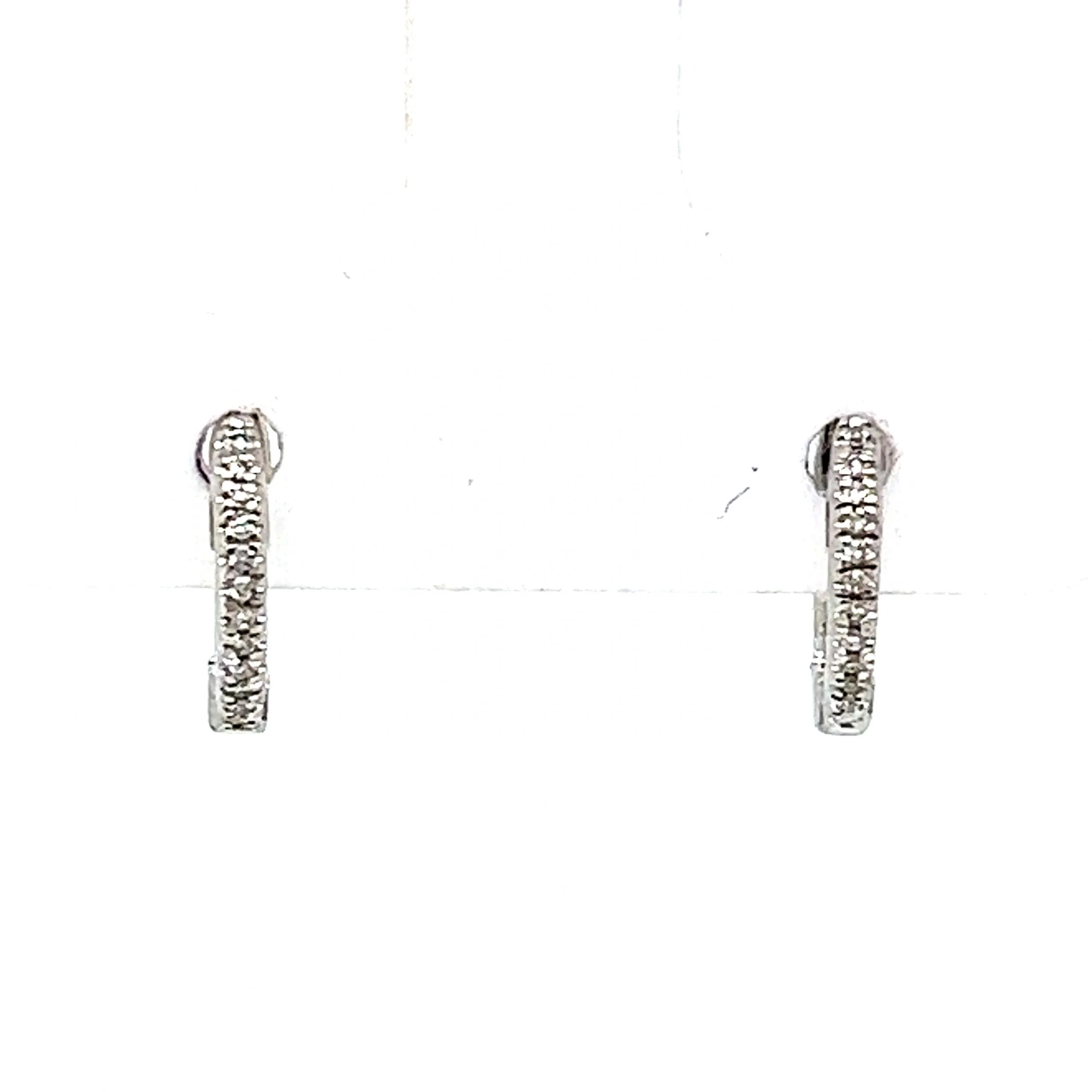 Everyday Diamond Huggie Hoop Earrings in 14k White Gold