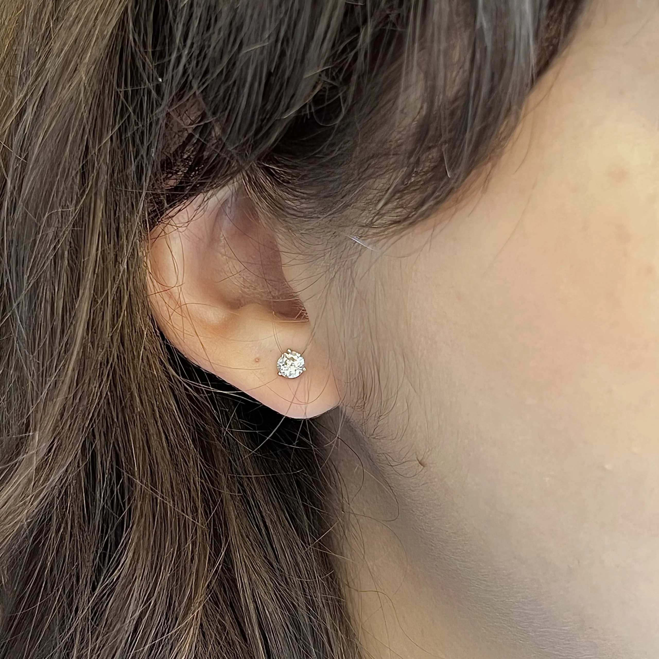 Everyday Martini Basket Diamond Stud Earrings in 14k White Gold - Image 4