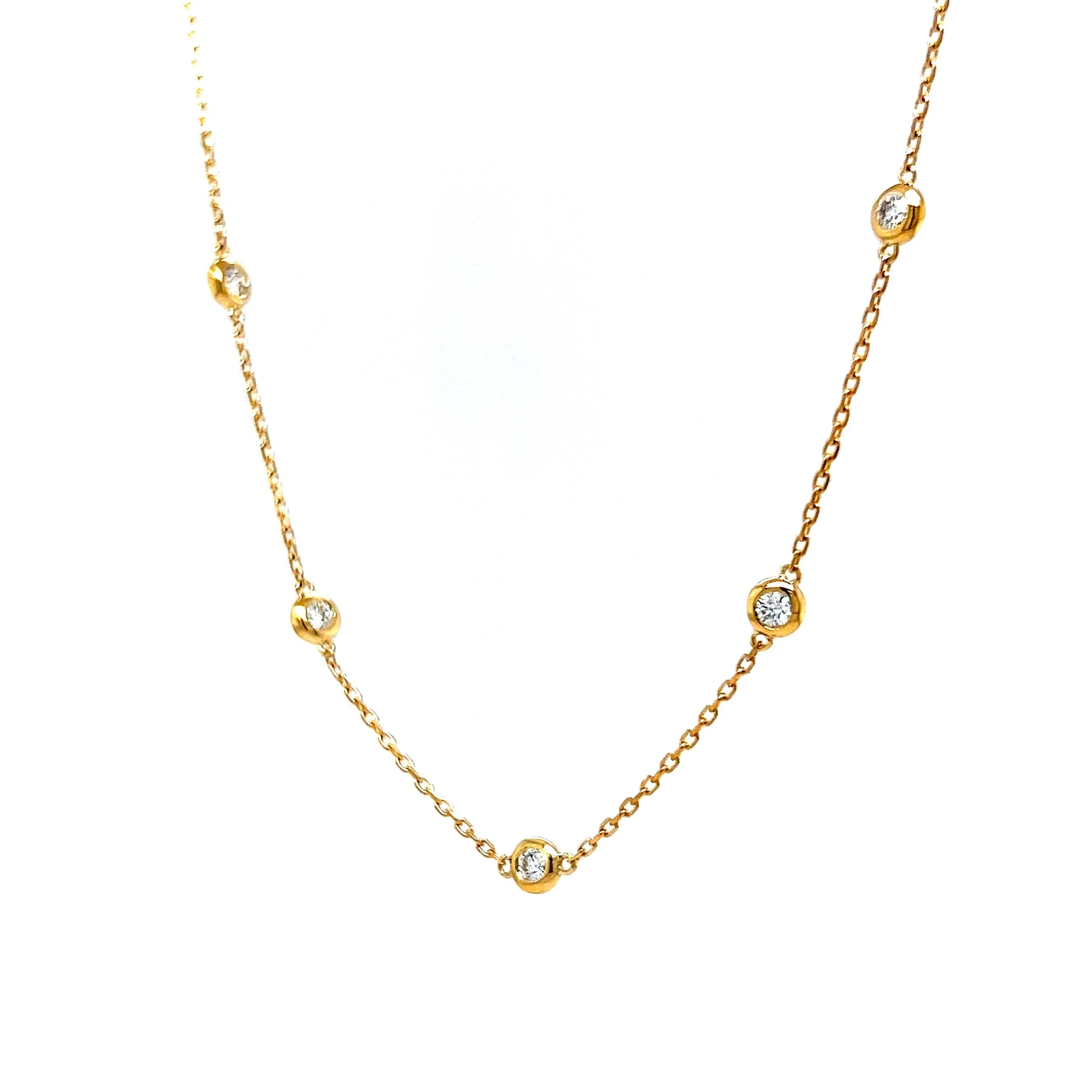 Everyday Round Diamond Bezel Necklace in 14k Yellow Gold - Image 2