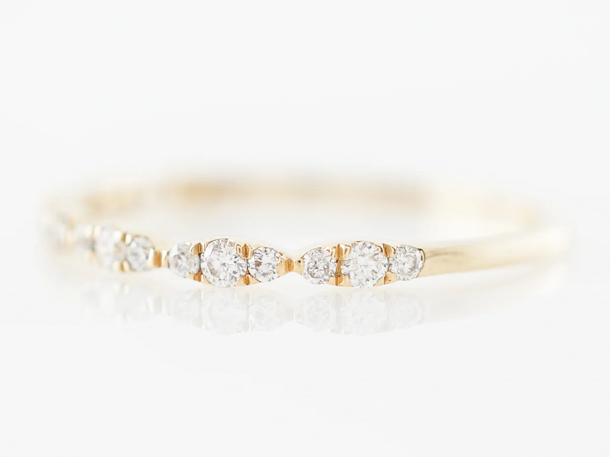 Extra Thin Diamond Wedding Band in Yellow Gold - Image 2
