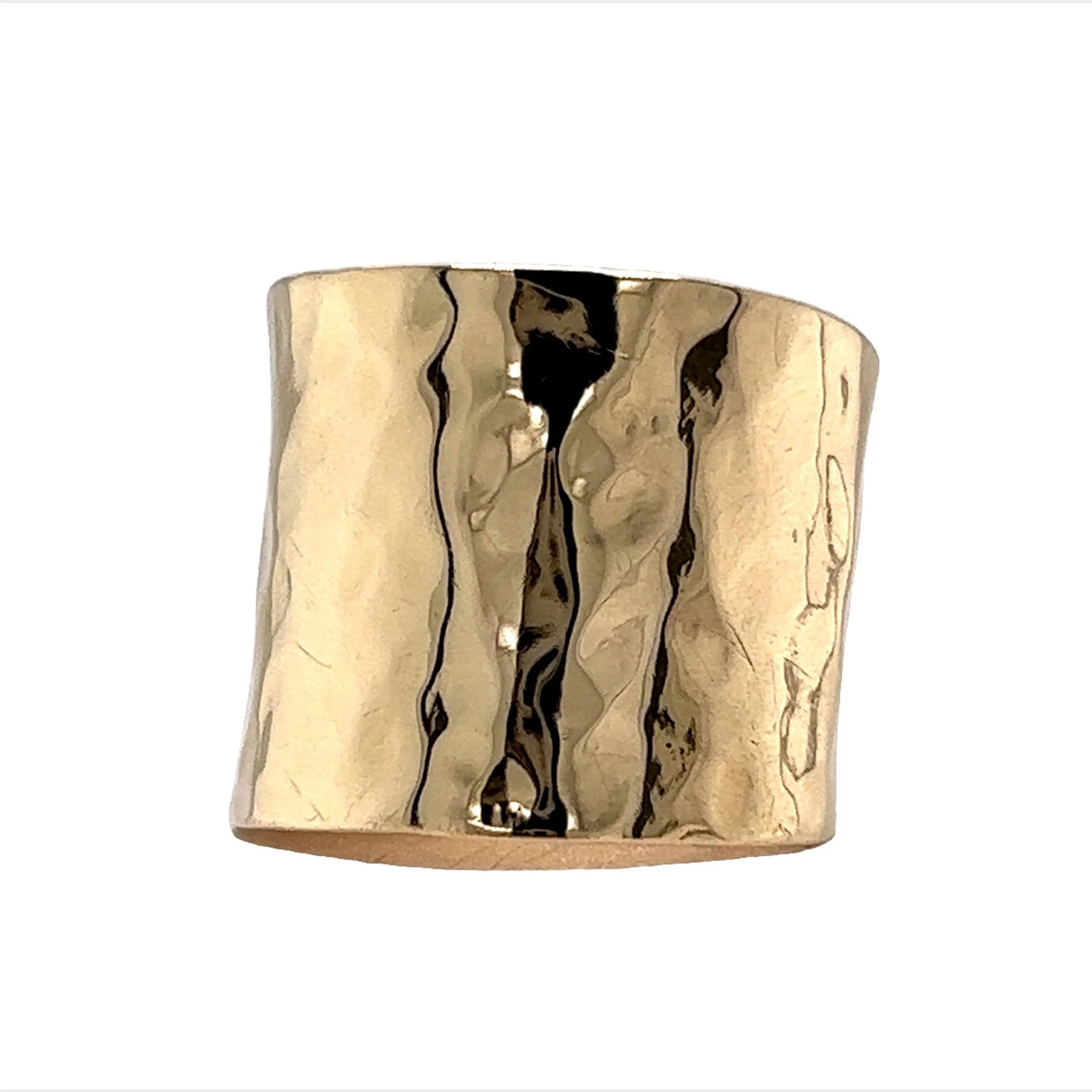 Extra Wide Hammered Ring in 14k Yellow Gold - Image 2