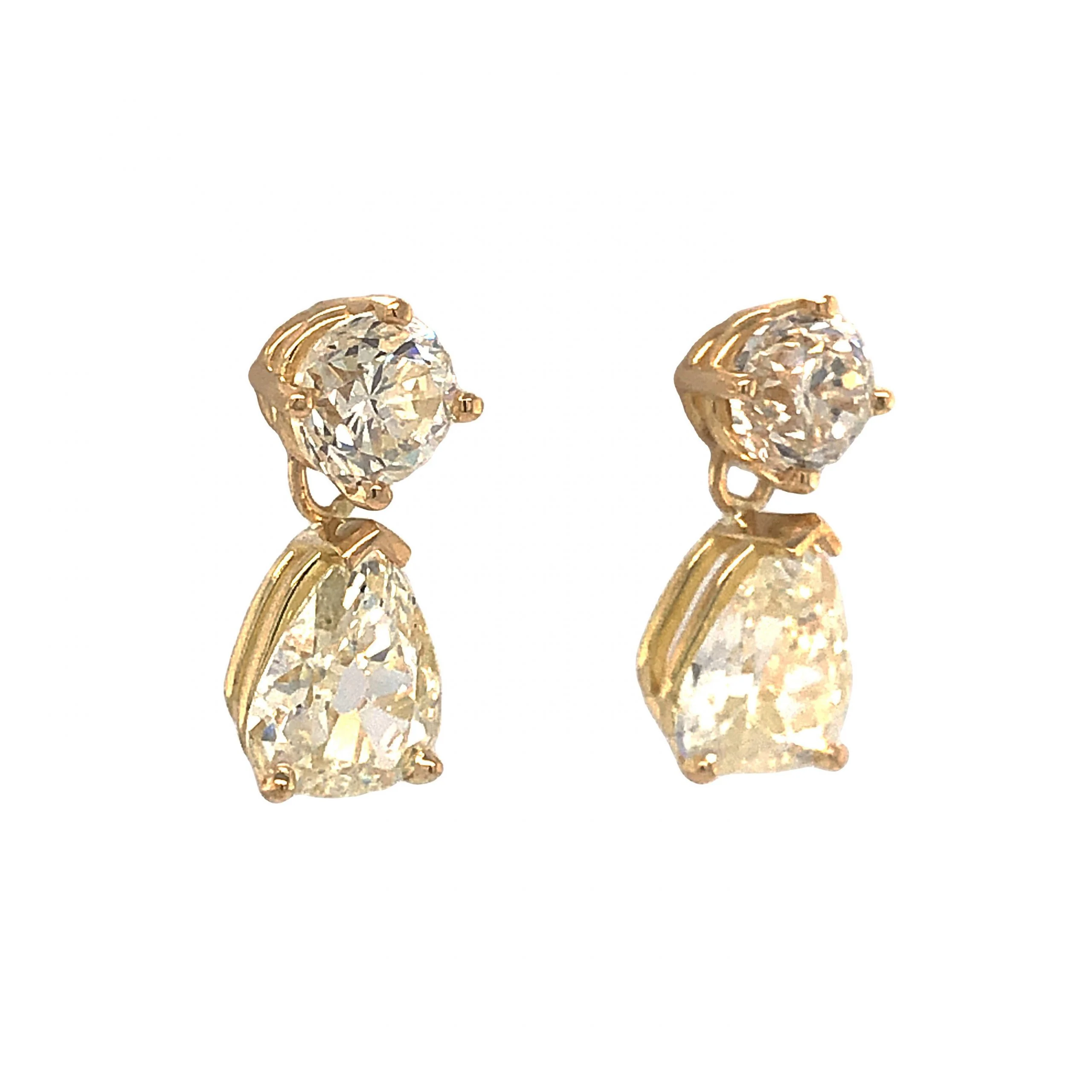 Fancy Yellow Pear Cut Diamond Earrings in 18k Yellow Gold - Image 3