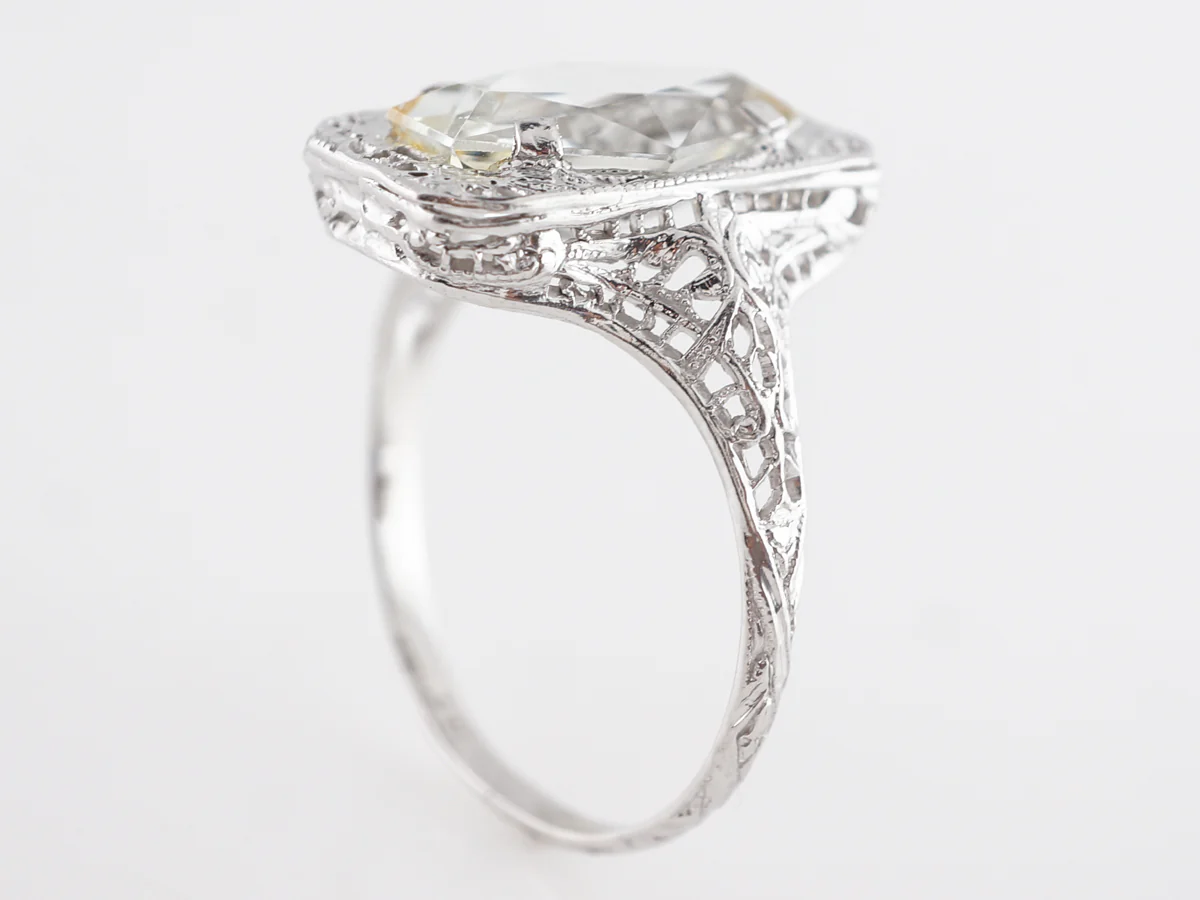Fantasy Cut Emerald Cut Aquamarine Ring in 14k White Gold - Image 4