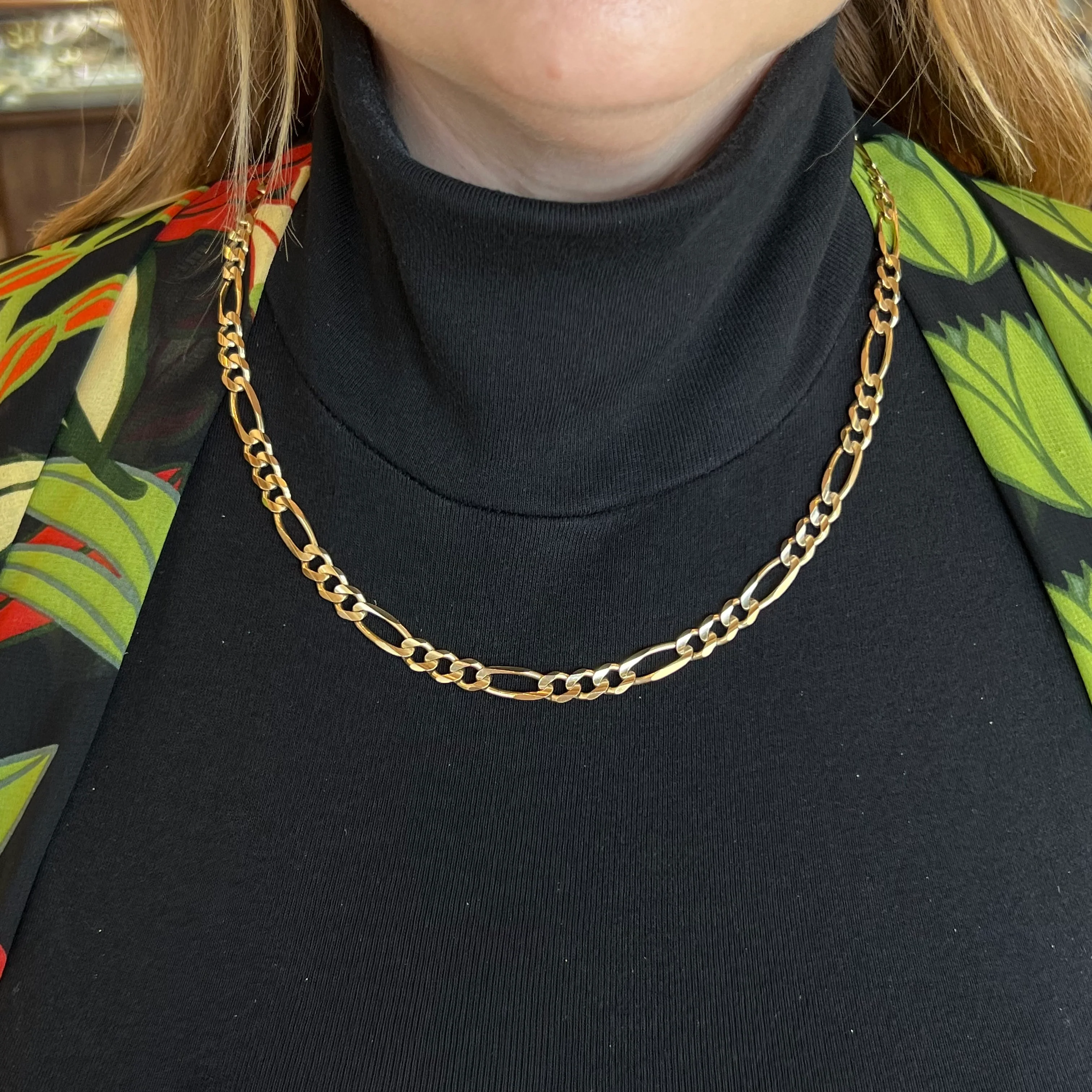 Figaro Chain Necklace in 14k Yellow Gold - Image 4