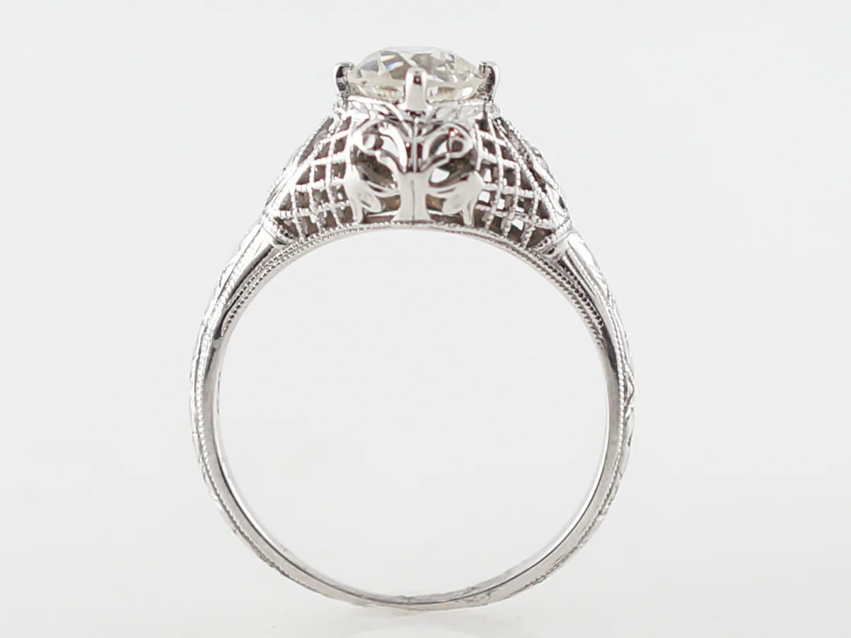 Filigree Diamond Solitaire Engagement Ring 1920's - Image 4