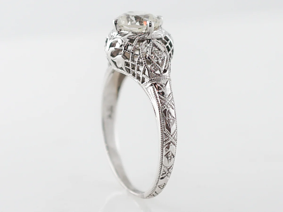 Filigree Diamond Solitaire Engagement Ring 1920's - Image 5