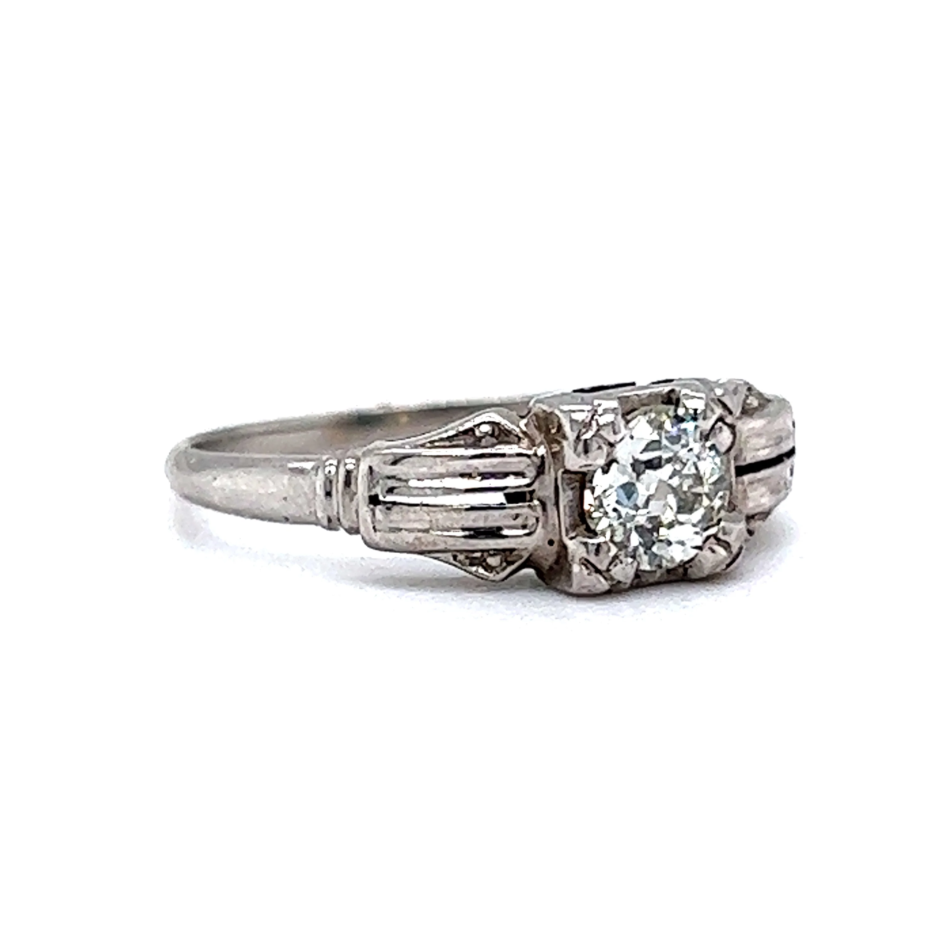 .40 Filigree Vintage Diamond Engagement Ring Art Deco 18k - Image 3