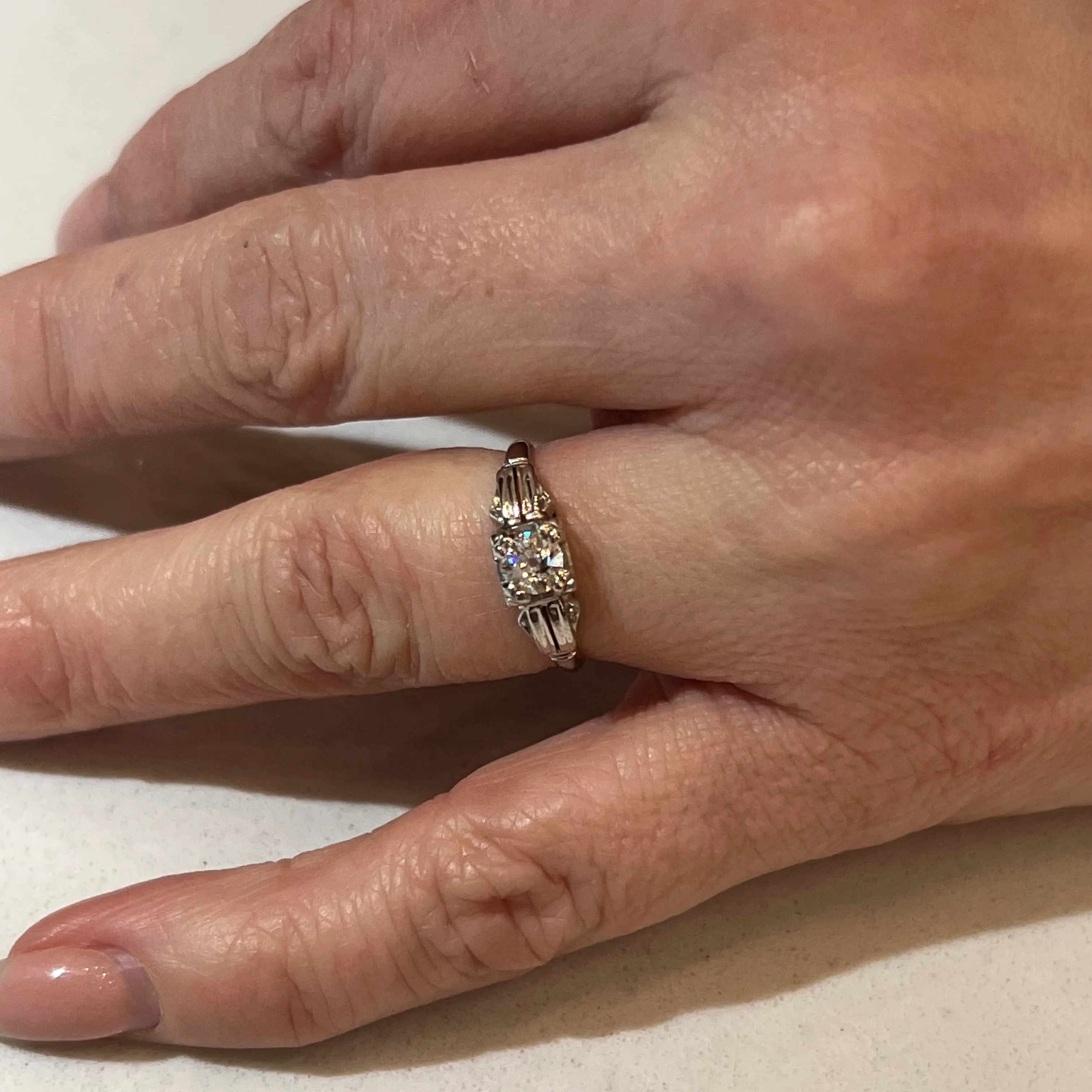 .40 Filigree Vintage Diamond Engagement Ring Art Deco 18k - Image 6