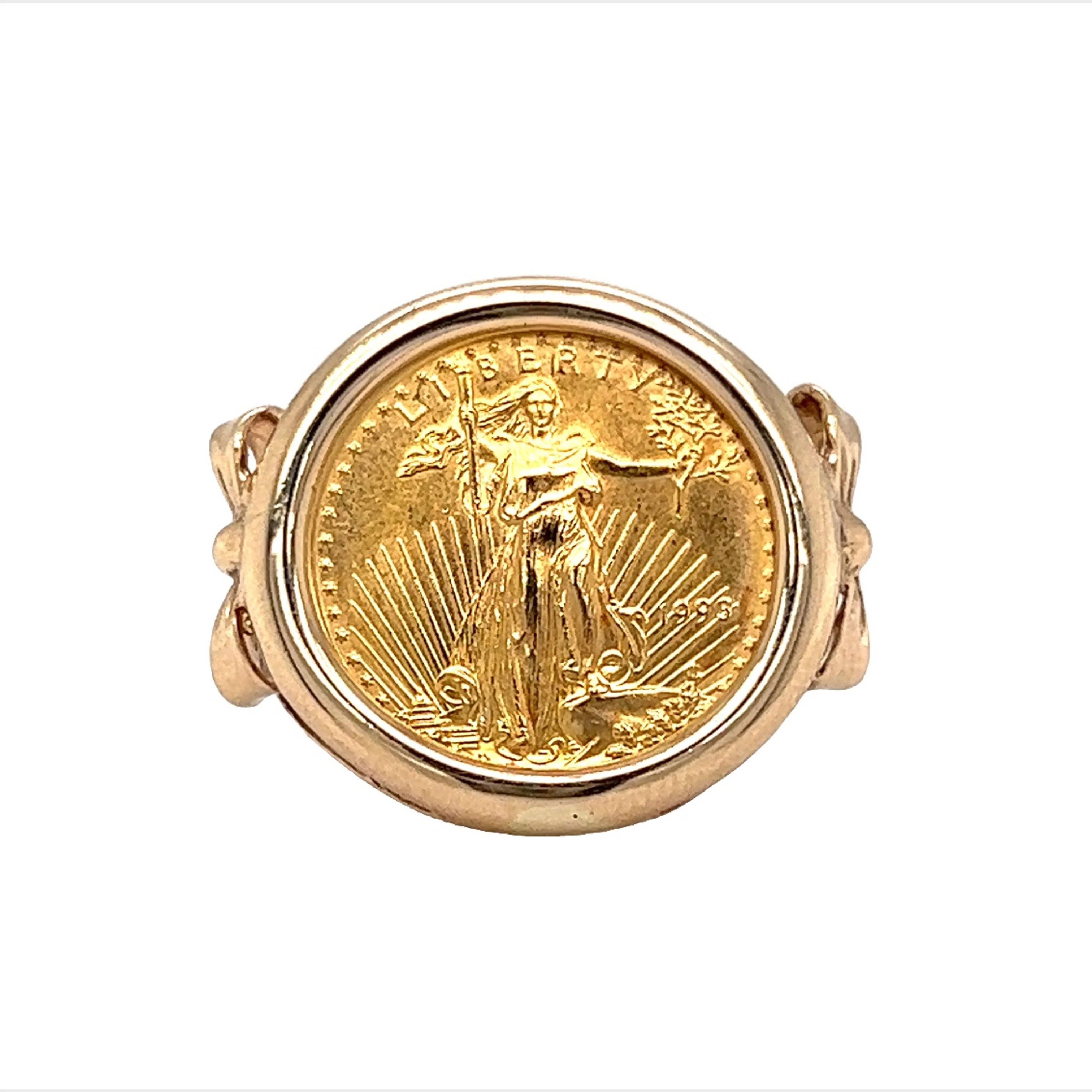 Five Dollar Liberty Coin Ring in 14k & 24k Yellow Gold