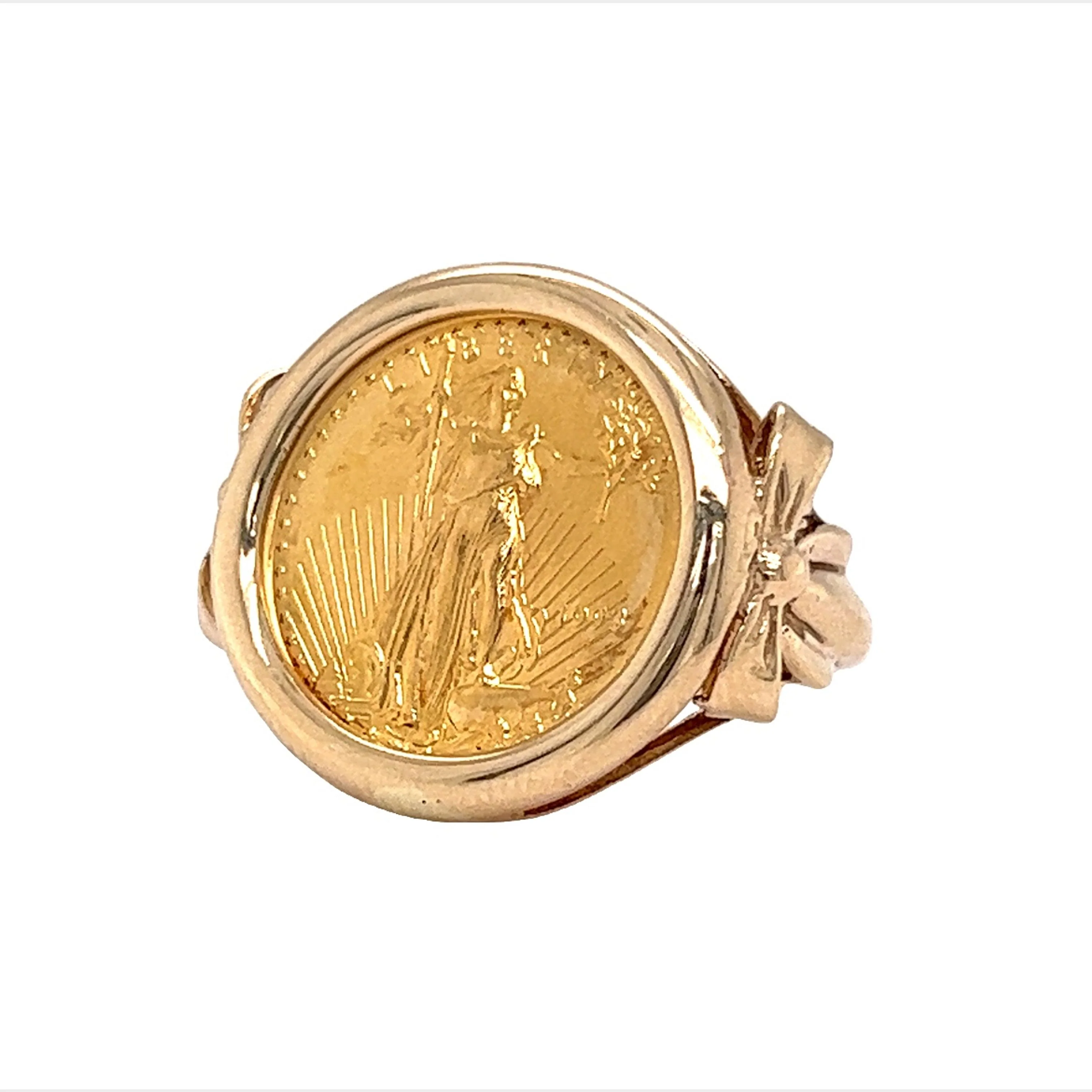 Five Dollar Liberty Coin Ring in 14k & 24k Yellow Gold - Image 2