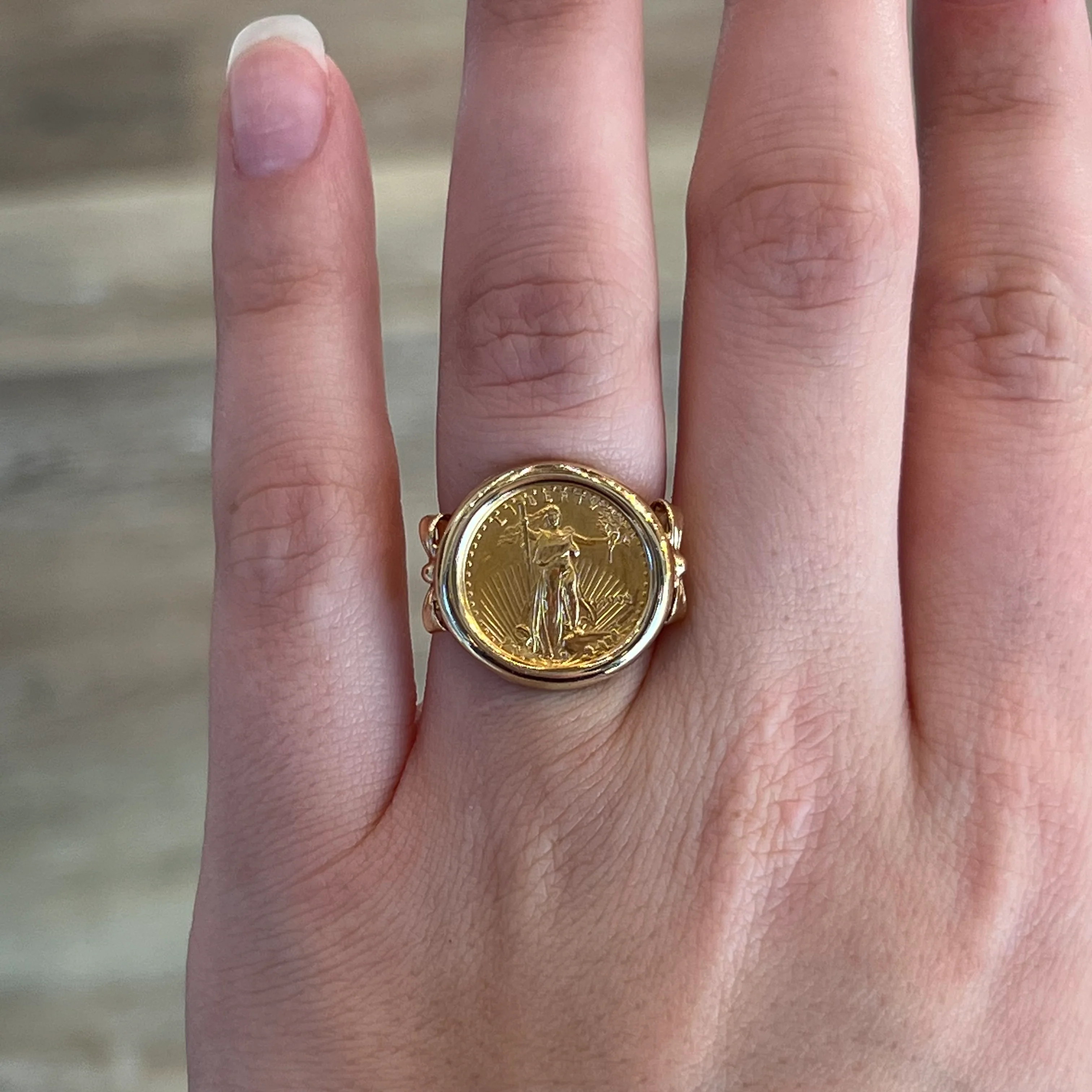 Five Dollar Liberty Coin Ring in 14k & 24k Yellow Gold - Image 6
