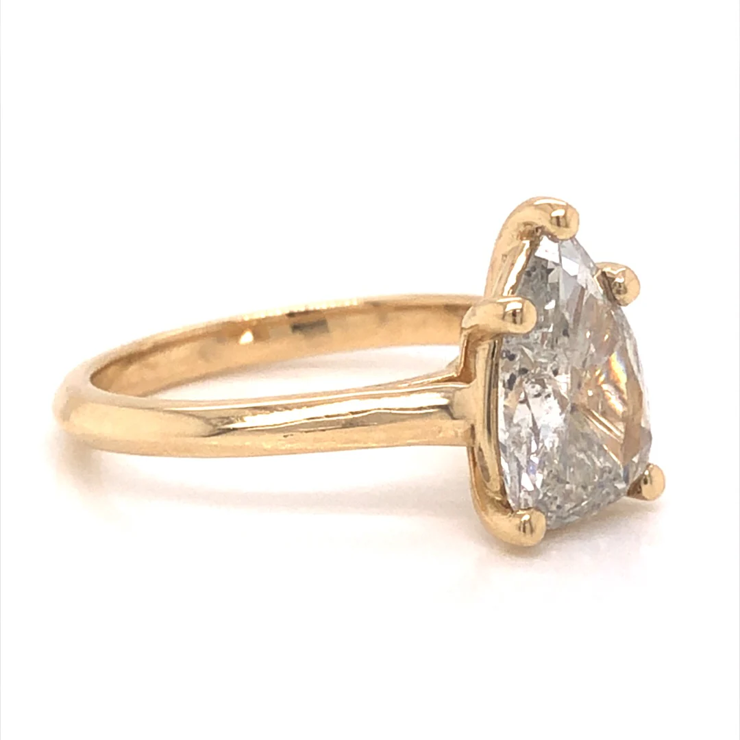 Five Prong Pear Diamond Engagement Ring in 14k Yellow Gold - Image 3