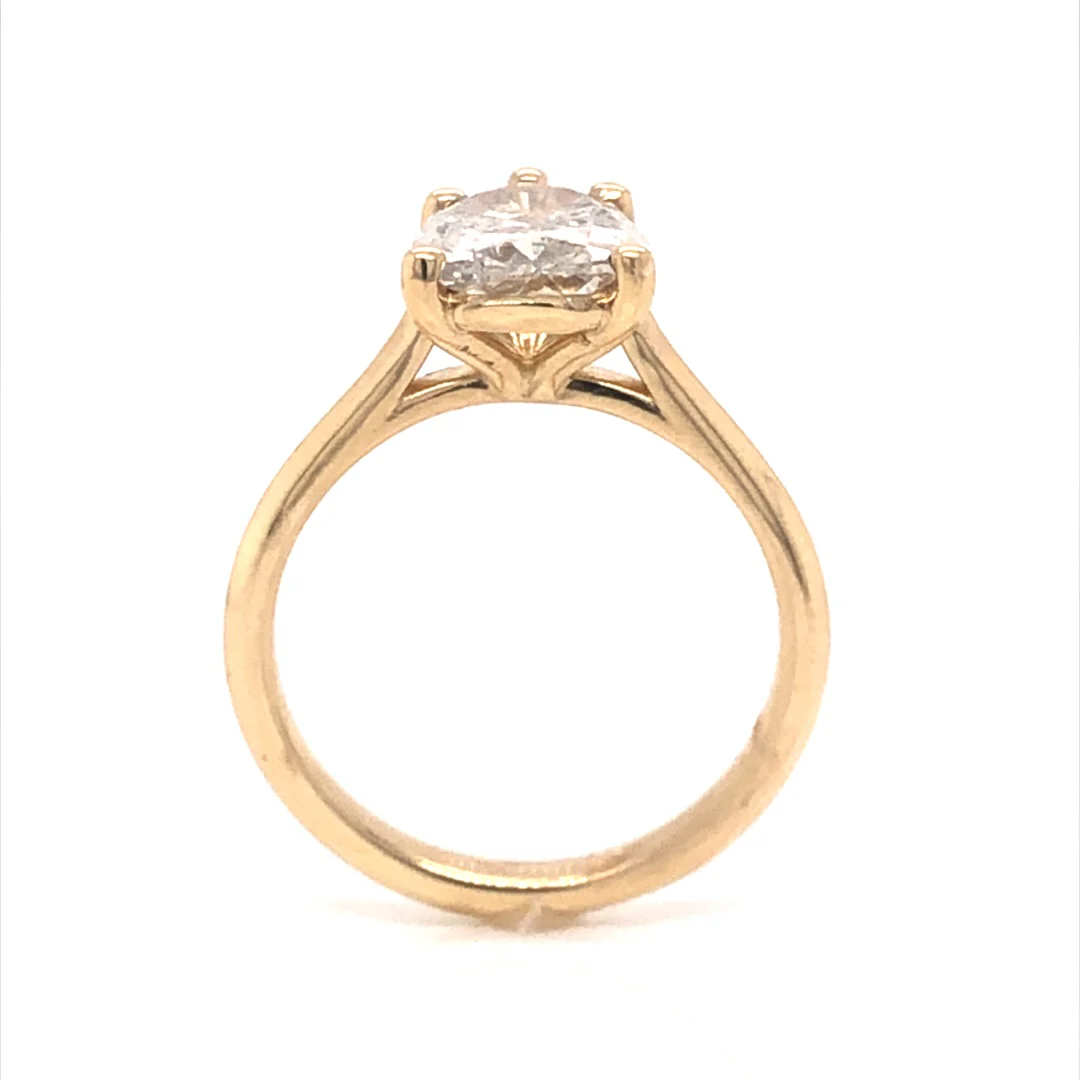 Five Prong Pear Diamond Engagement Ring in 14k Yellow Gold - Image 4
