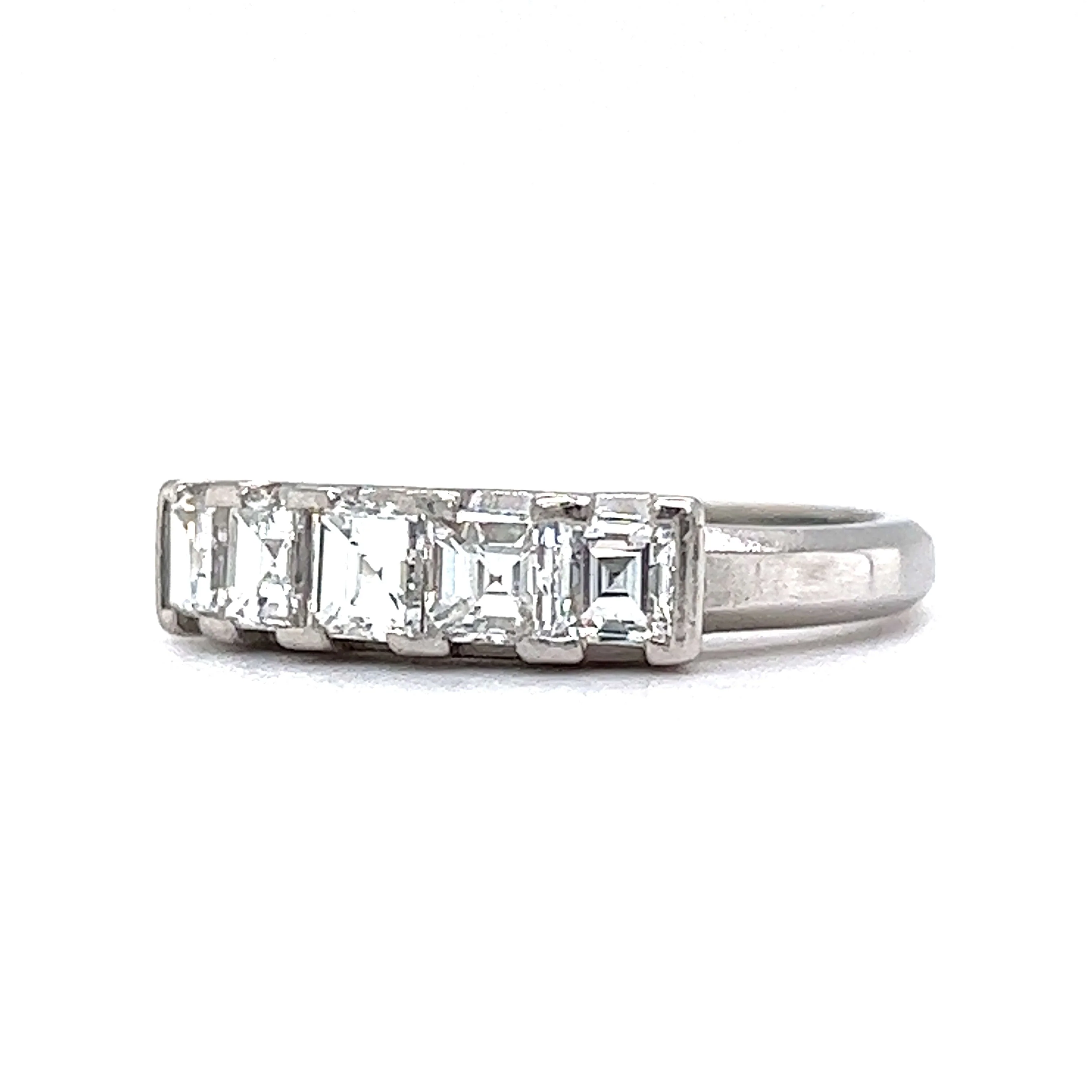 Five Stone Asscher Cut Diamond Wedding Band in Platinum - Image 2
