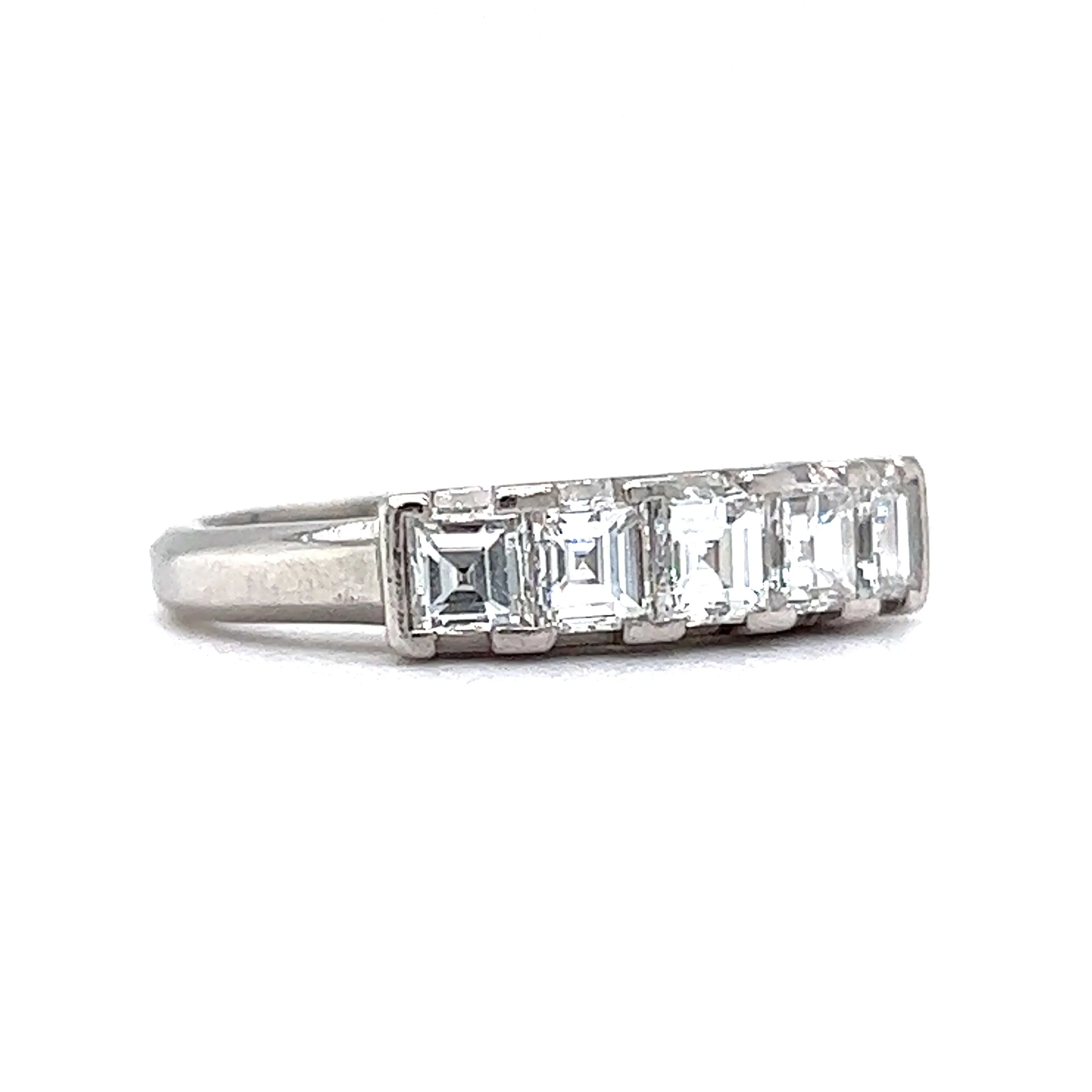 Five Stone Asscher Cut Diamond Wedding Band in Platinum - Image 3