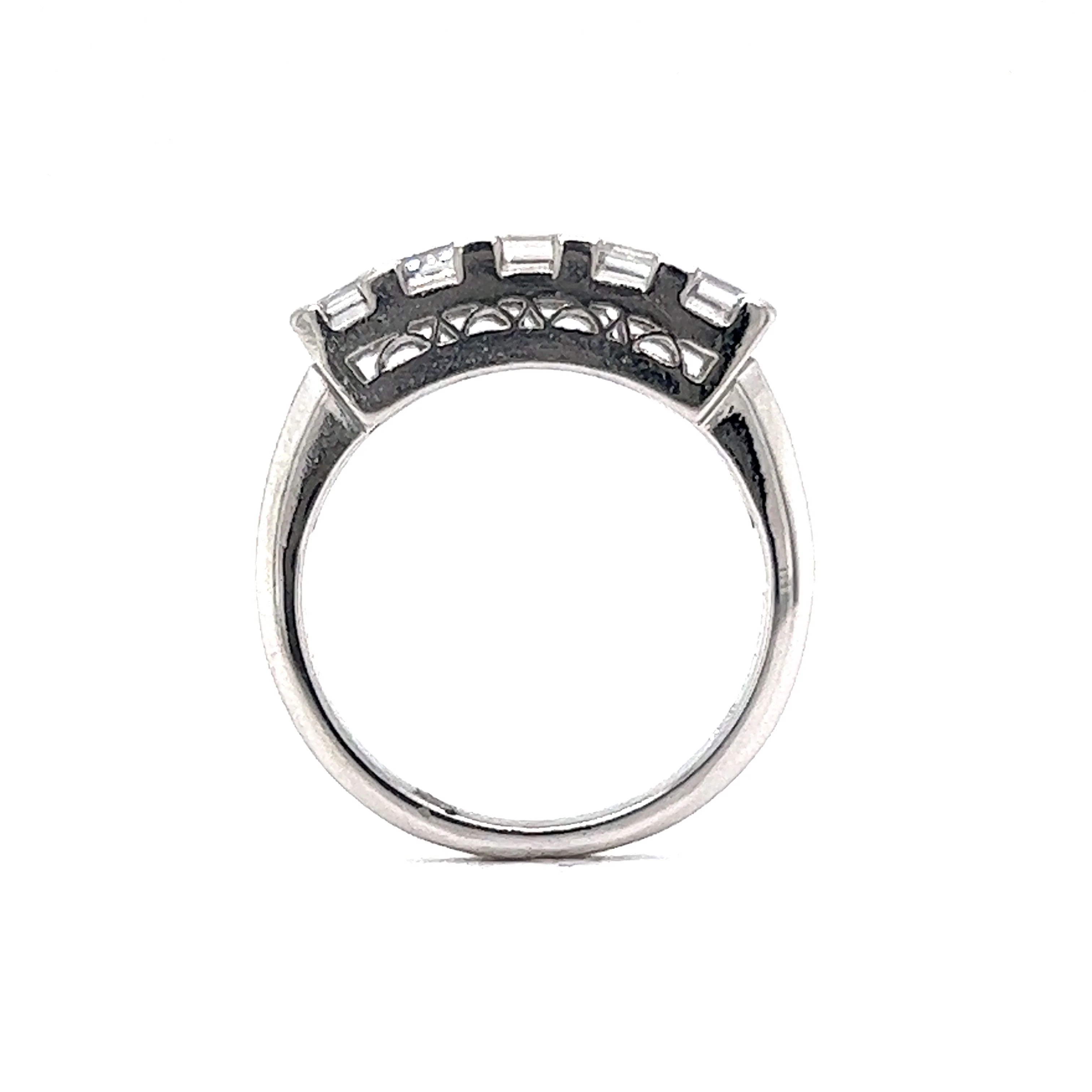 Five Stone Asscher Cut Diamond Wedding Band in Platinum - Image 4