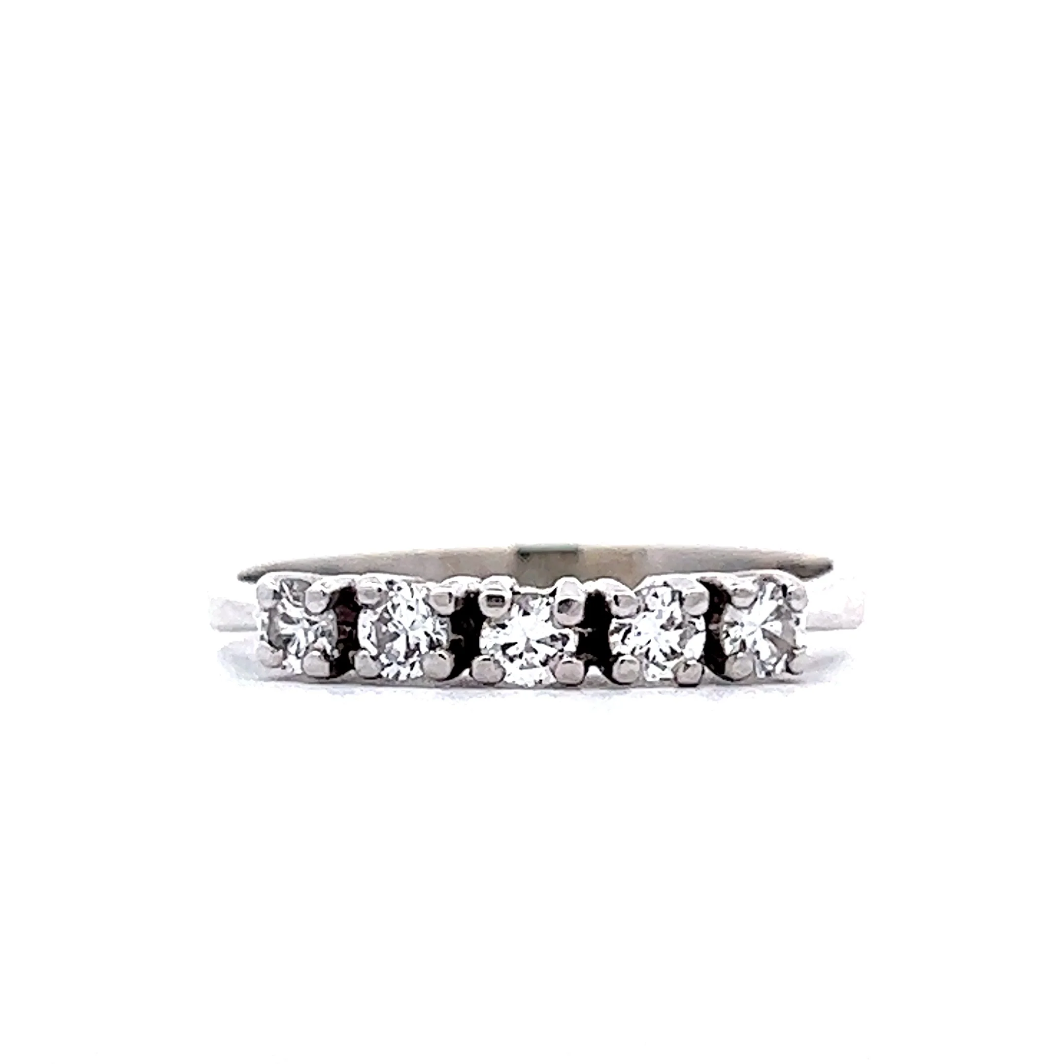 Five Stone Diamond Wedding Band in 18k White Gold