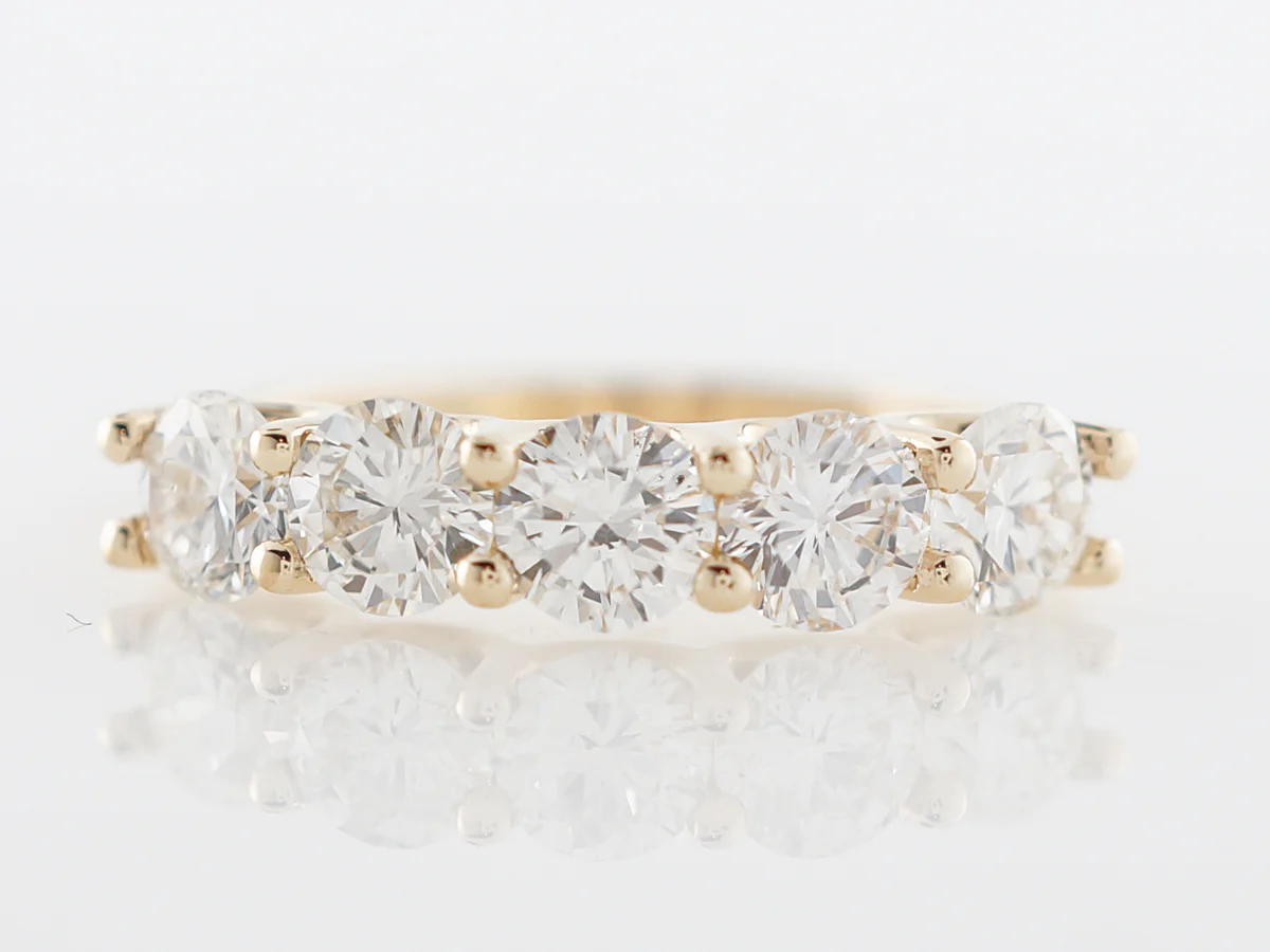 Five Stone Diamond Wedding Band in Yellow Gold