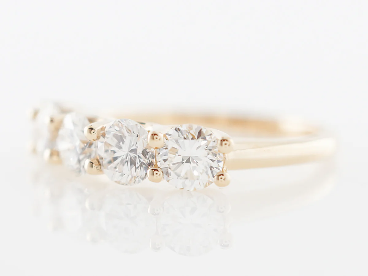 Five Stone Diamond Wedding Band in Yellow Gold - Image 2