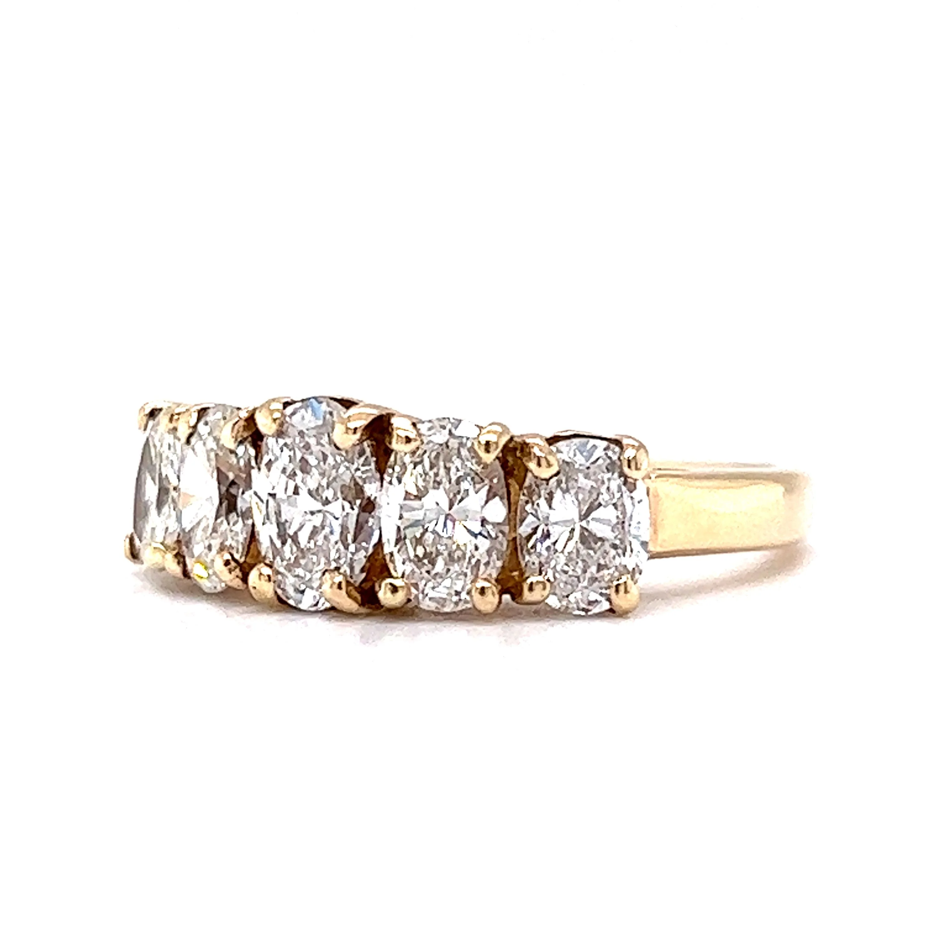 Five Stone Oval Cut Diamond Wedding Band in 14k Yellow Gold - Image 2