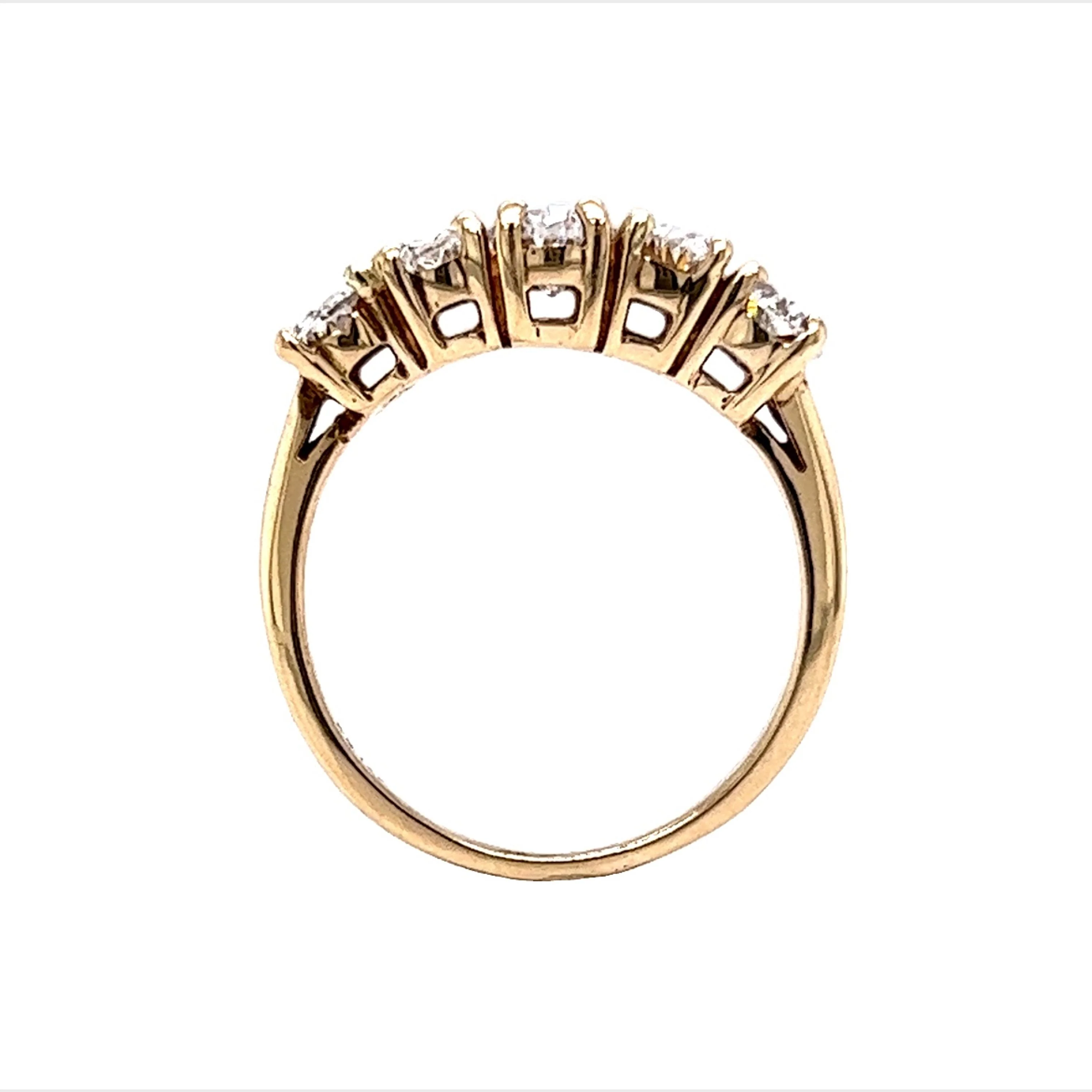 Five Stone Oval Cut Diamond Wedding Band in 14k Yellow Gold - Image 4