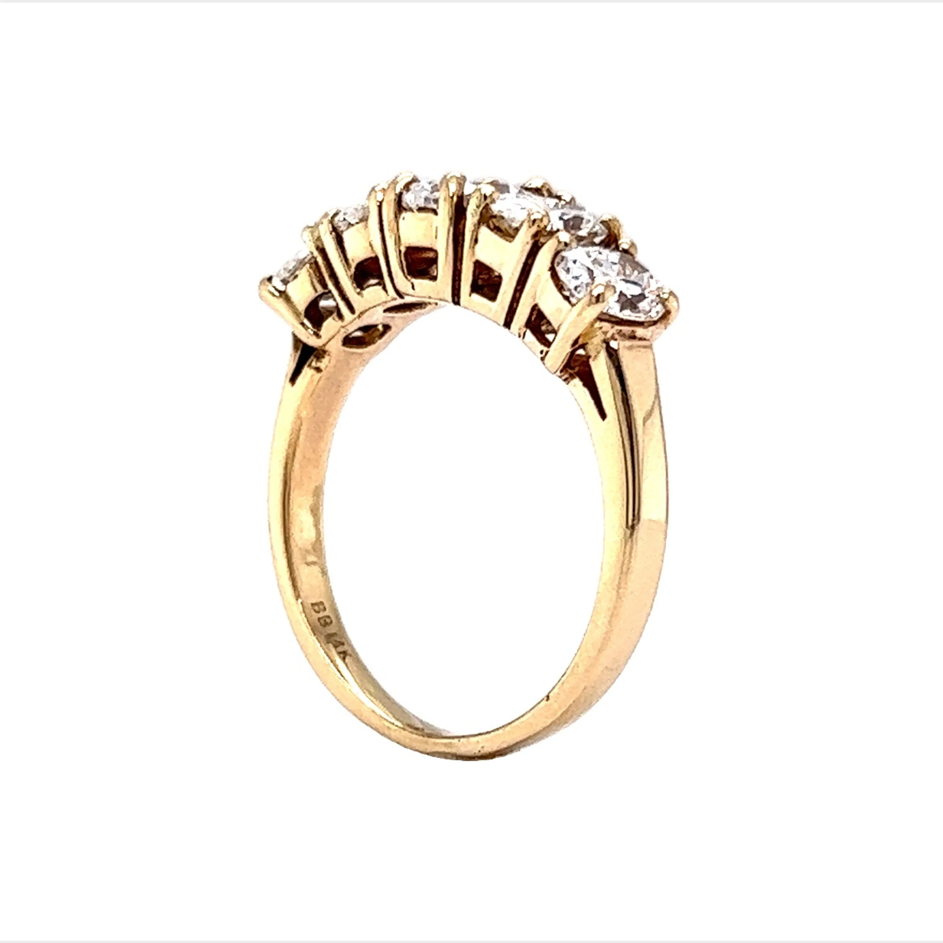 Five Stone Oval Cut Diamond Wedding Band in 14k Yellow Gold - Image 5