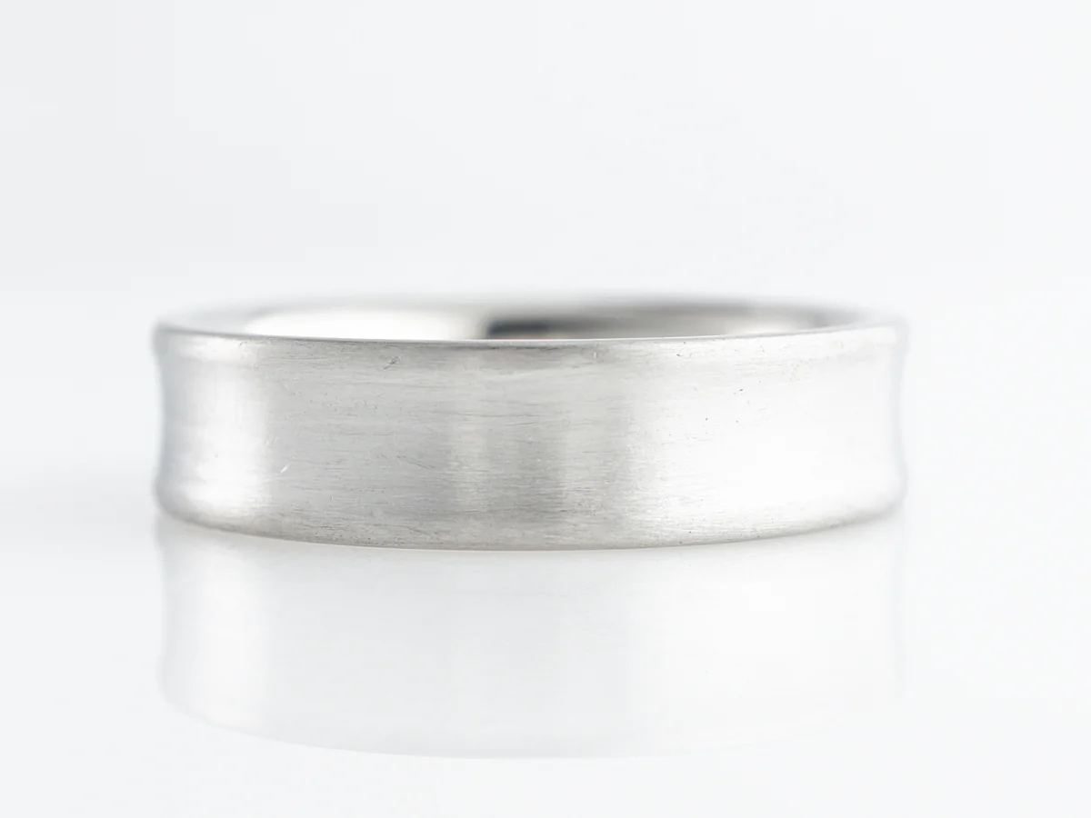 Flat Men's Wedding Band in Platinum w/ Brushed Finish