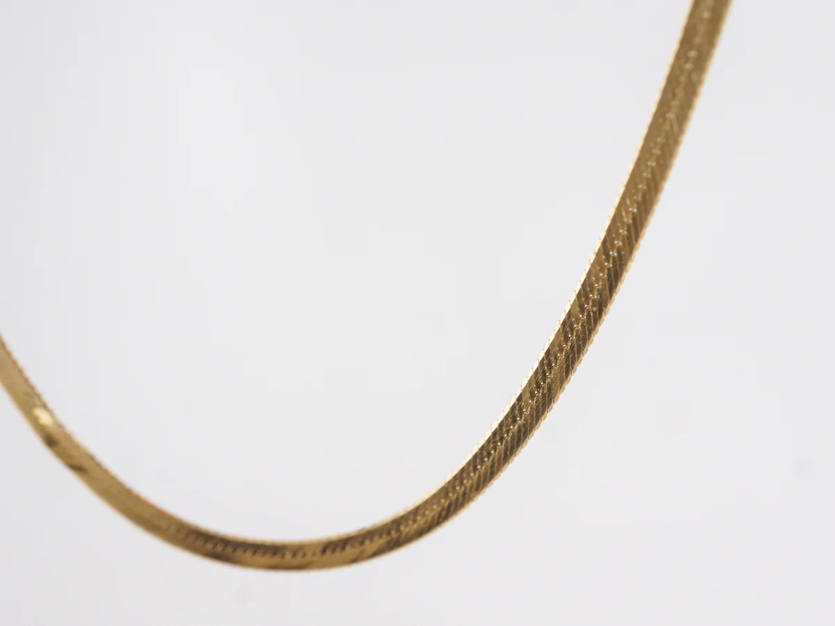 Flat Yellow Gold Necklace 18 inches Length in 14k - Image 2
