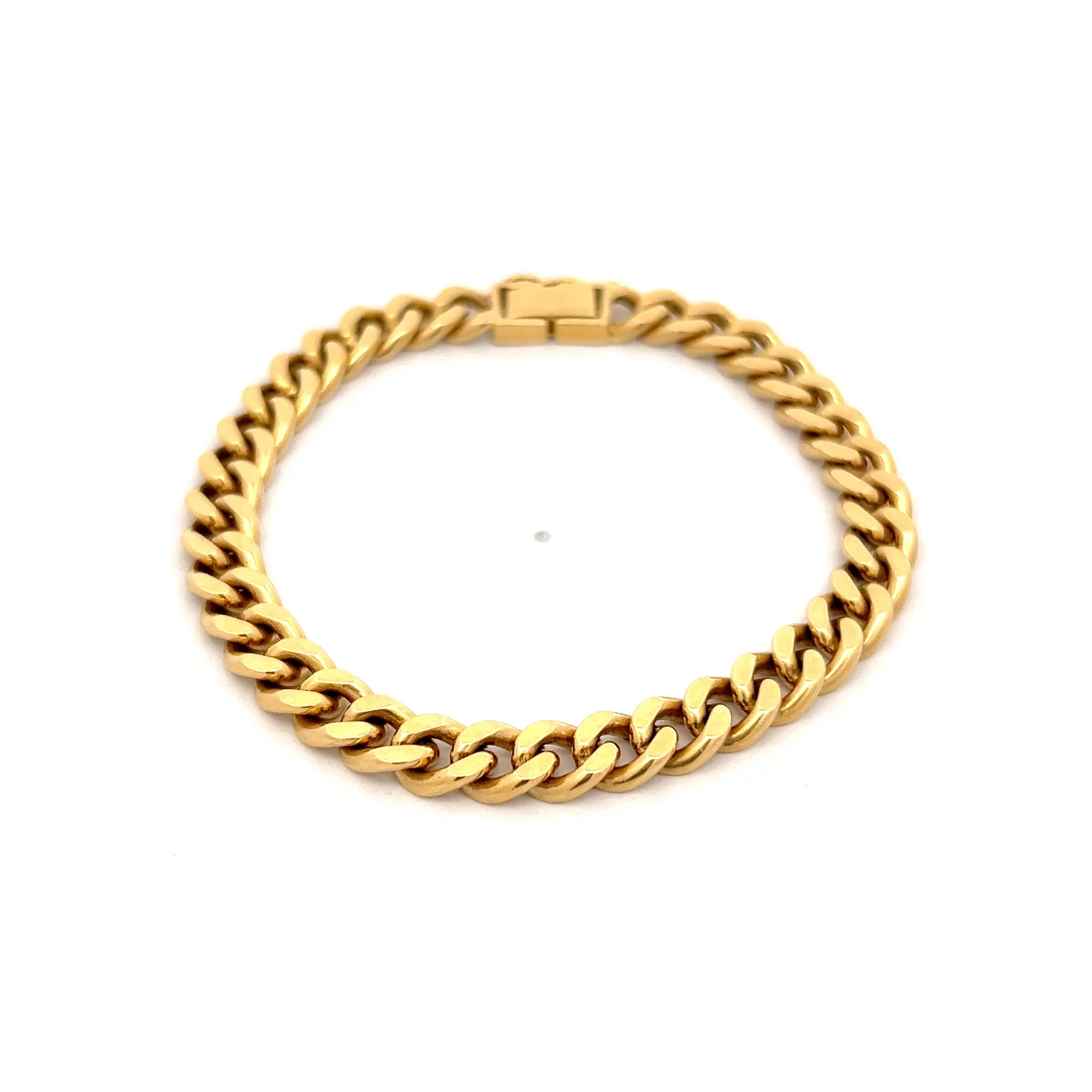 Flattened Curb Link Chain Bracelet 14k Yellow Gold