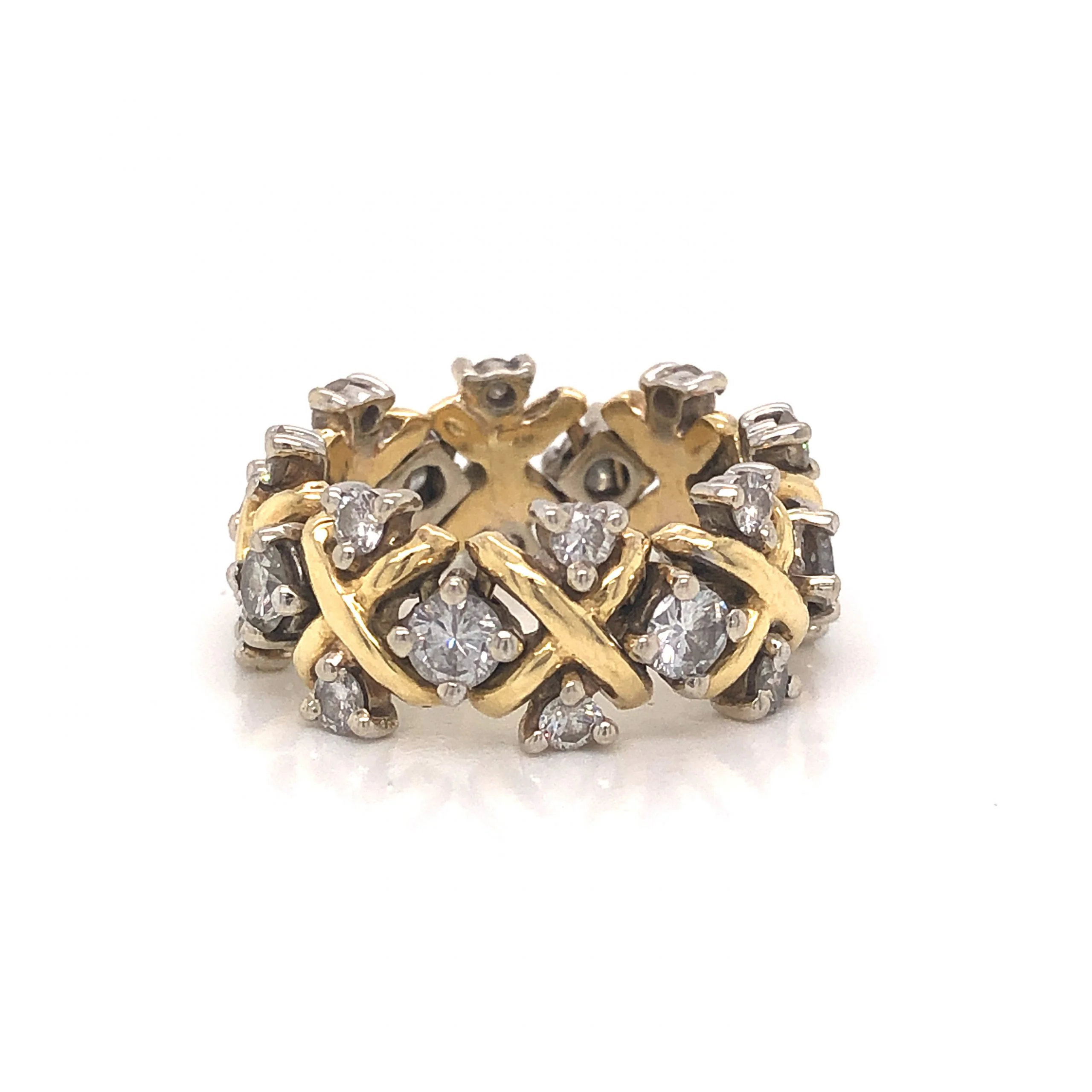 Flexible Diamond Cocktail Ring 14k Yellow & White Gold - Image 2