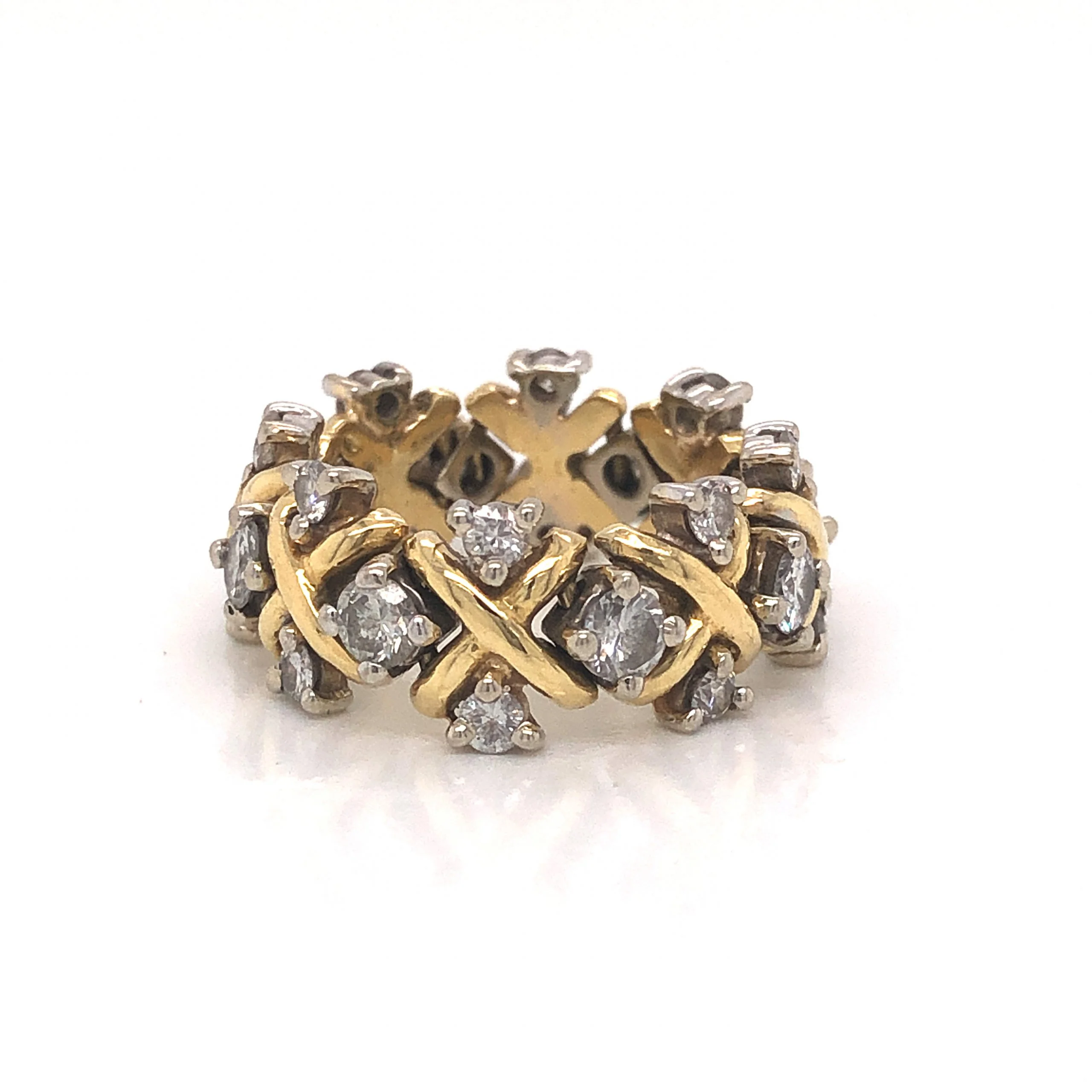 Flexible Diamond Cocktail Ring 14k Yellow & White Gold - Image 3